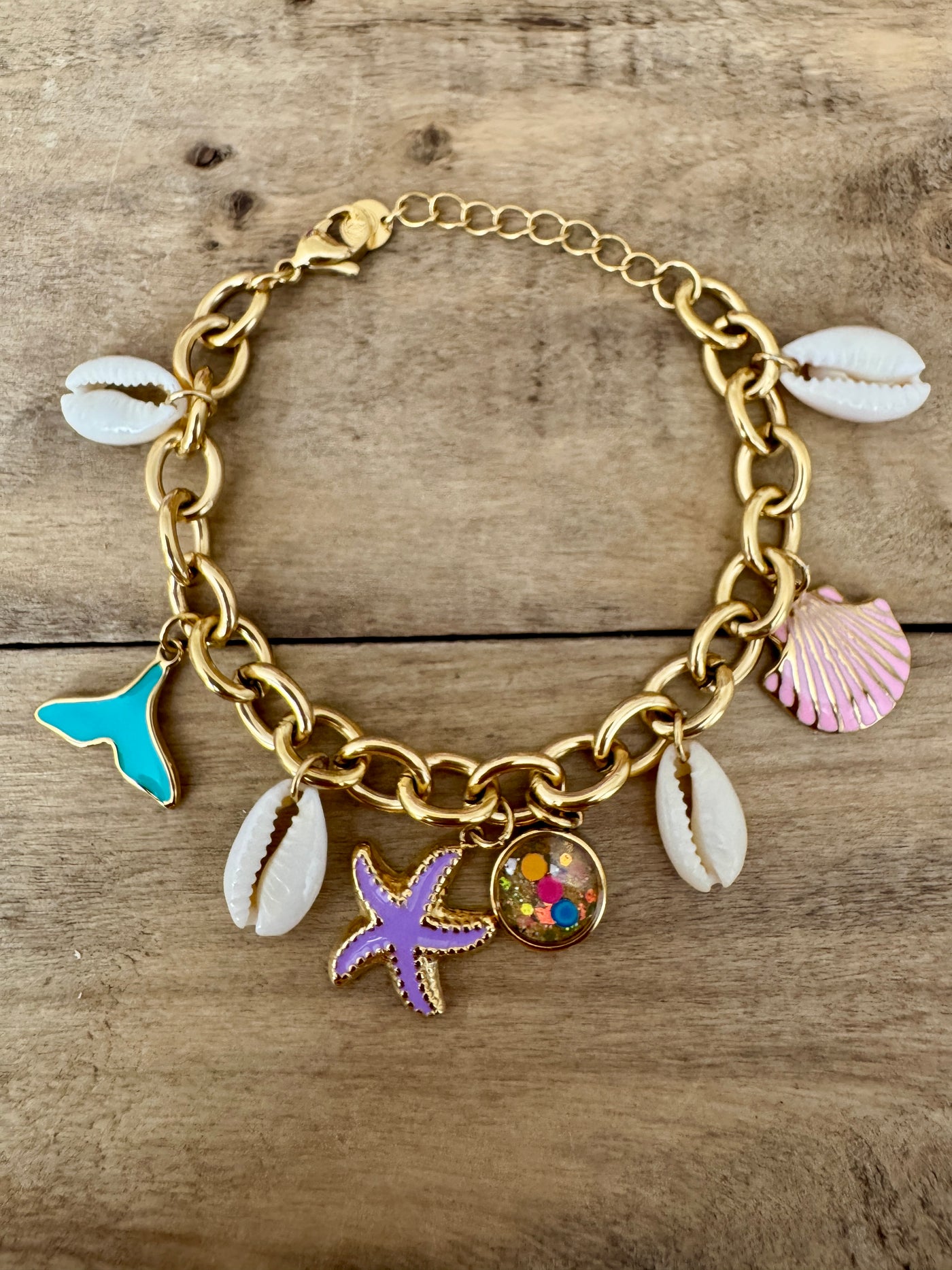Bracelet doré néon HAWAï Réharmonisation des 7 chakras