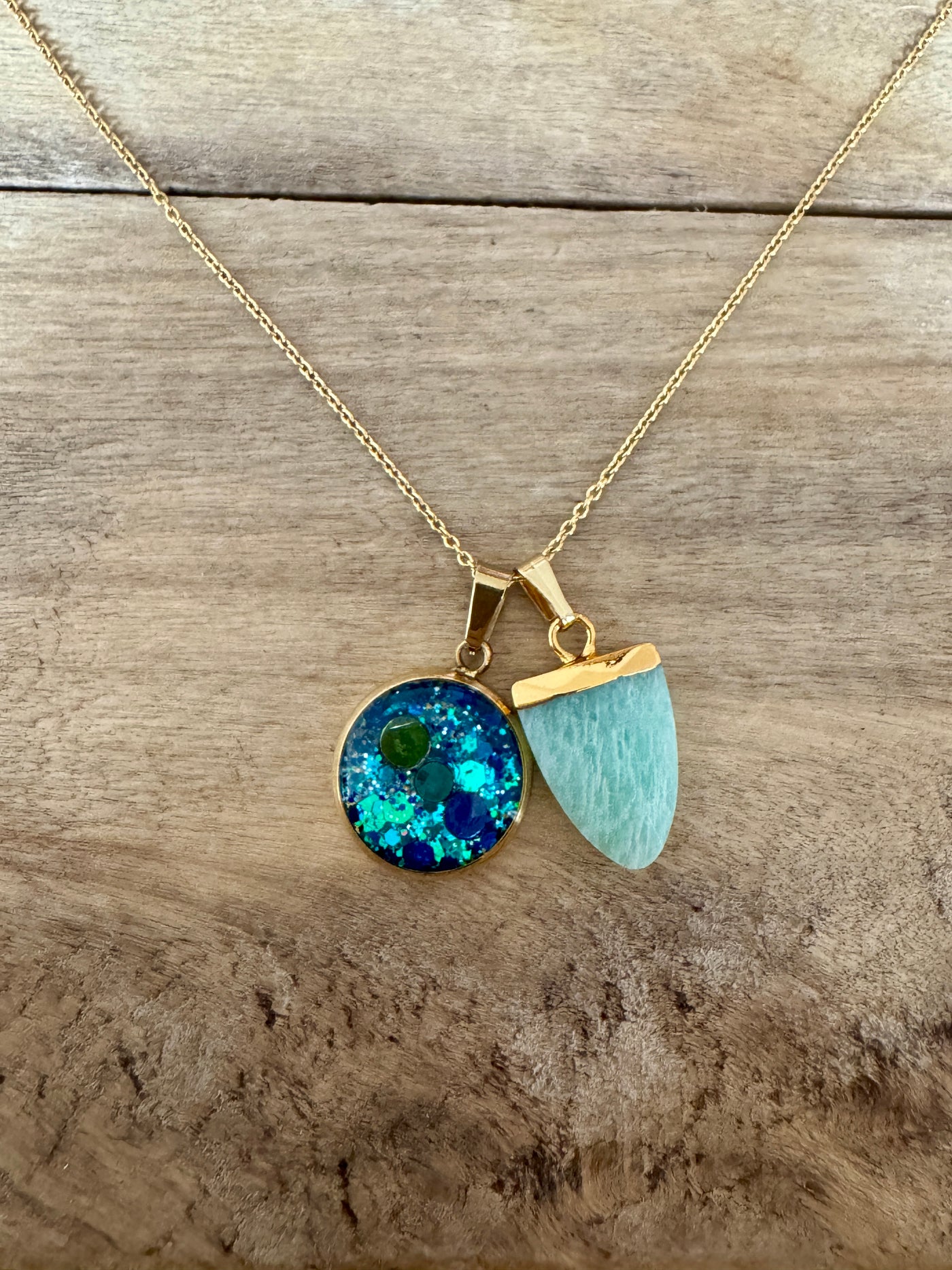 Collier simple doré AMAZONITE Enfant intérieur