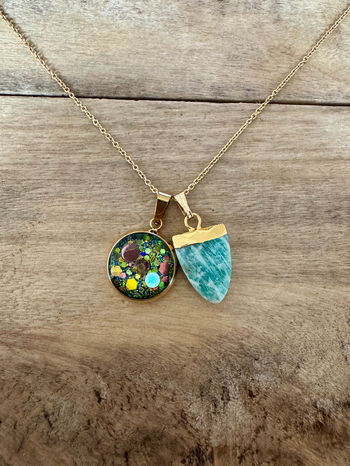 Collier simple doré AMAZONITE Evolve