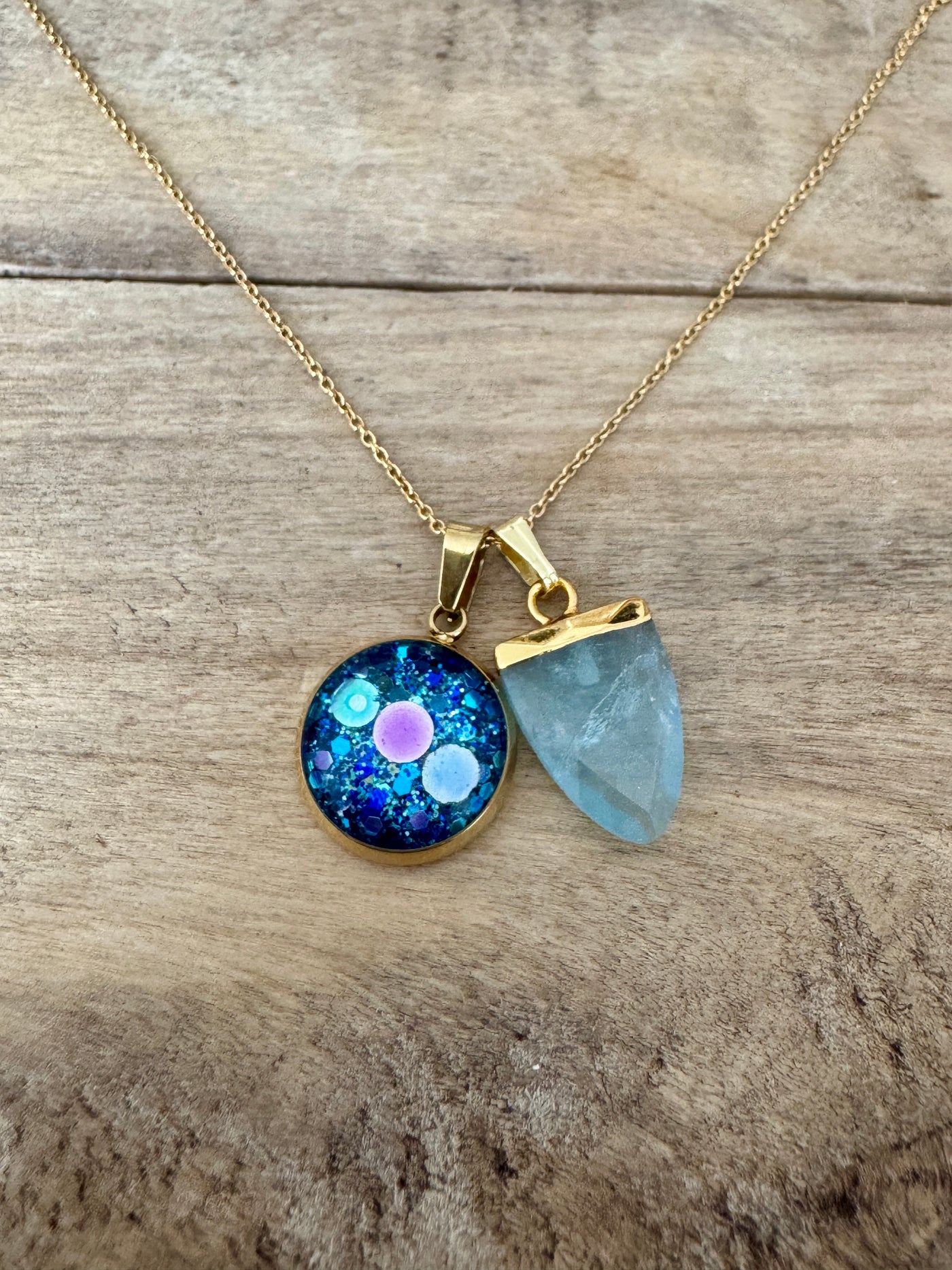 Collier simple doré AIGUE MARINE Abondance