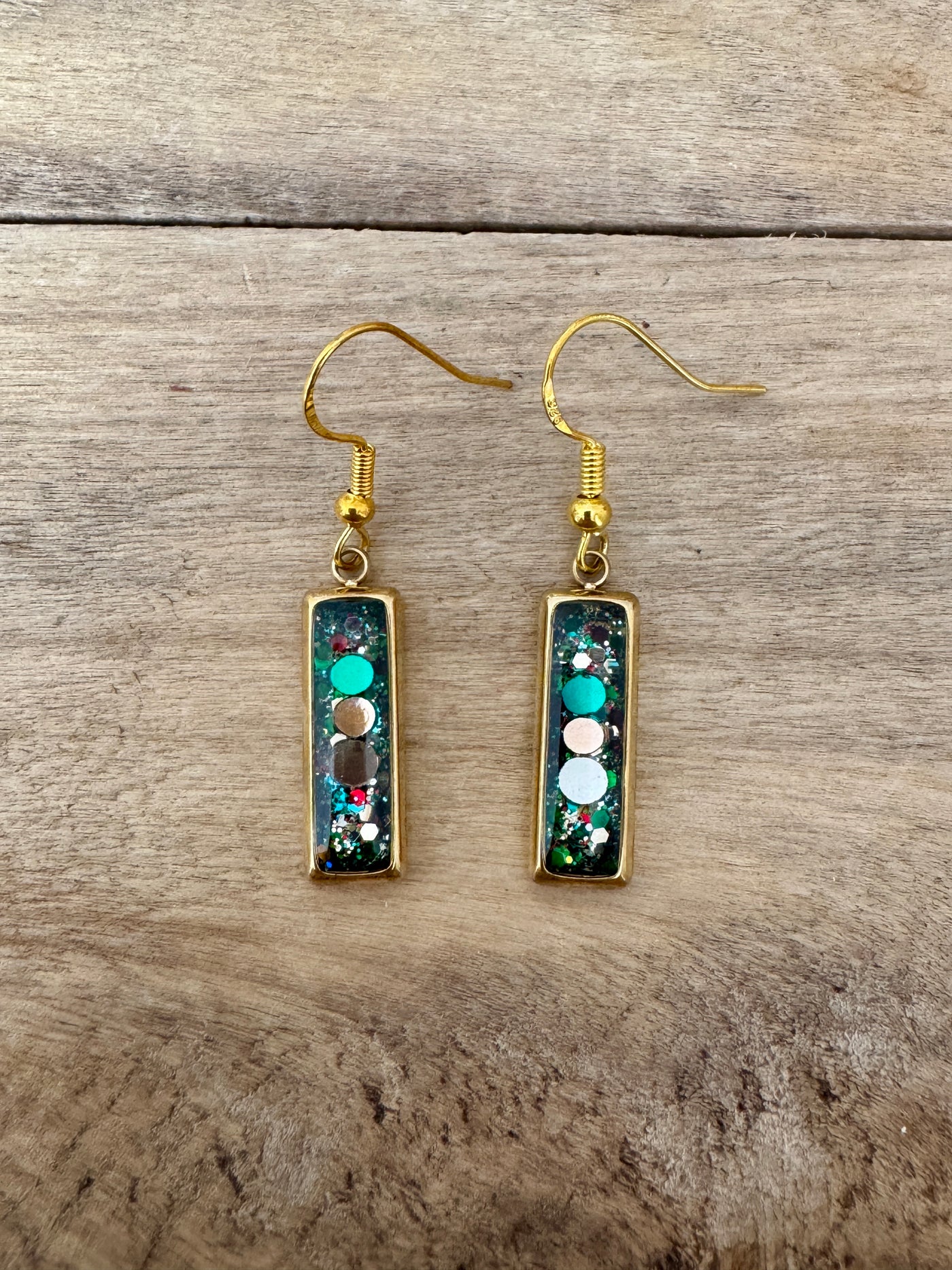Boucles d'oreilles dorées RECTANGLE Féminin sacré