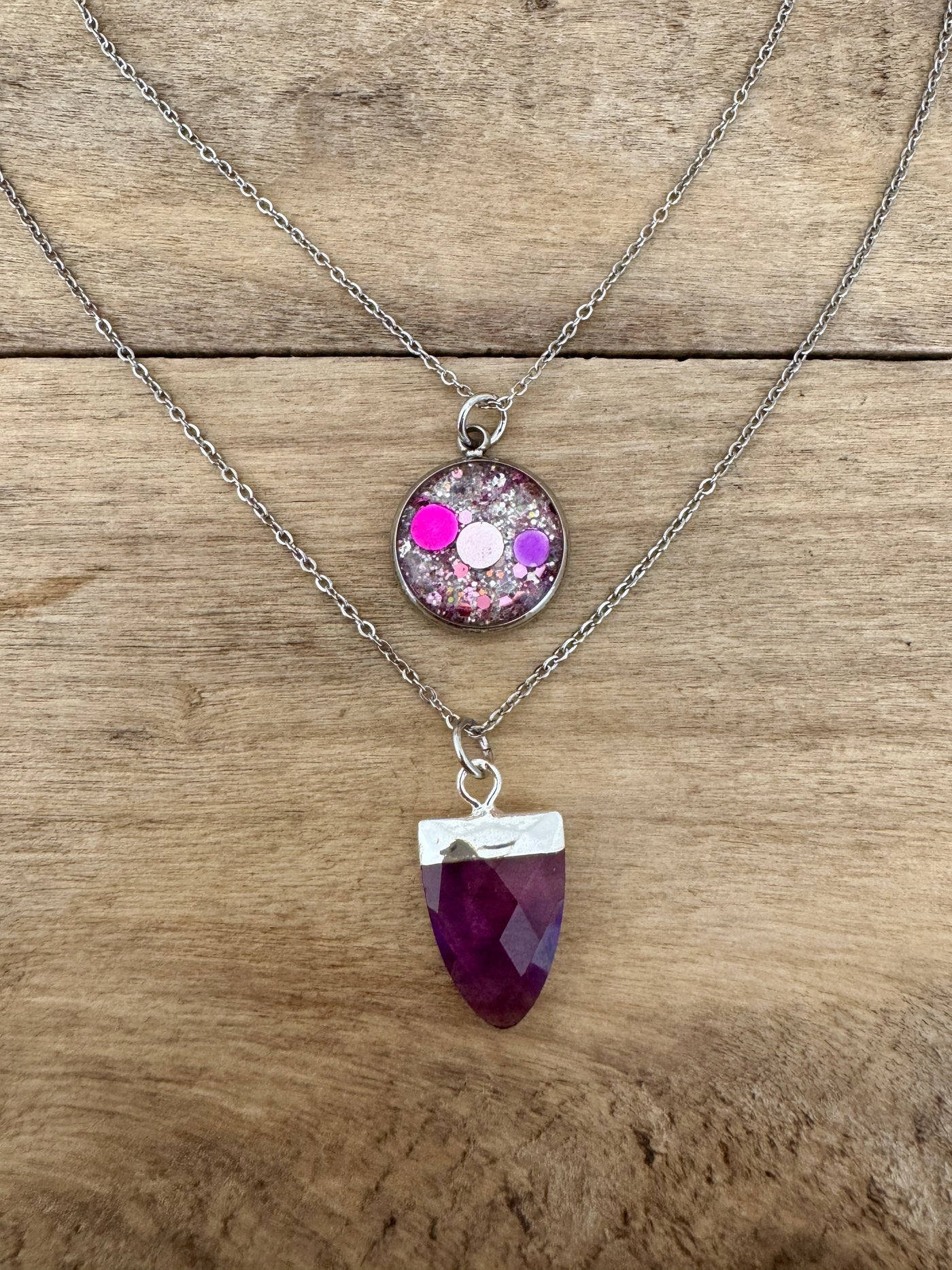Collier double argenté AMETHYSTE Kilos émotionnels