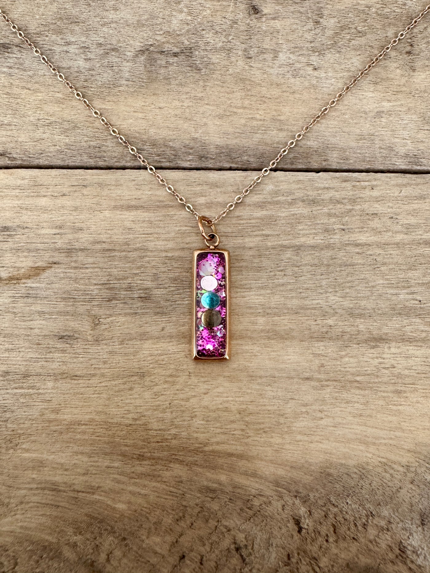 Collier simple or rose RECTANGLE Kilos émotionnels
