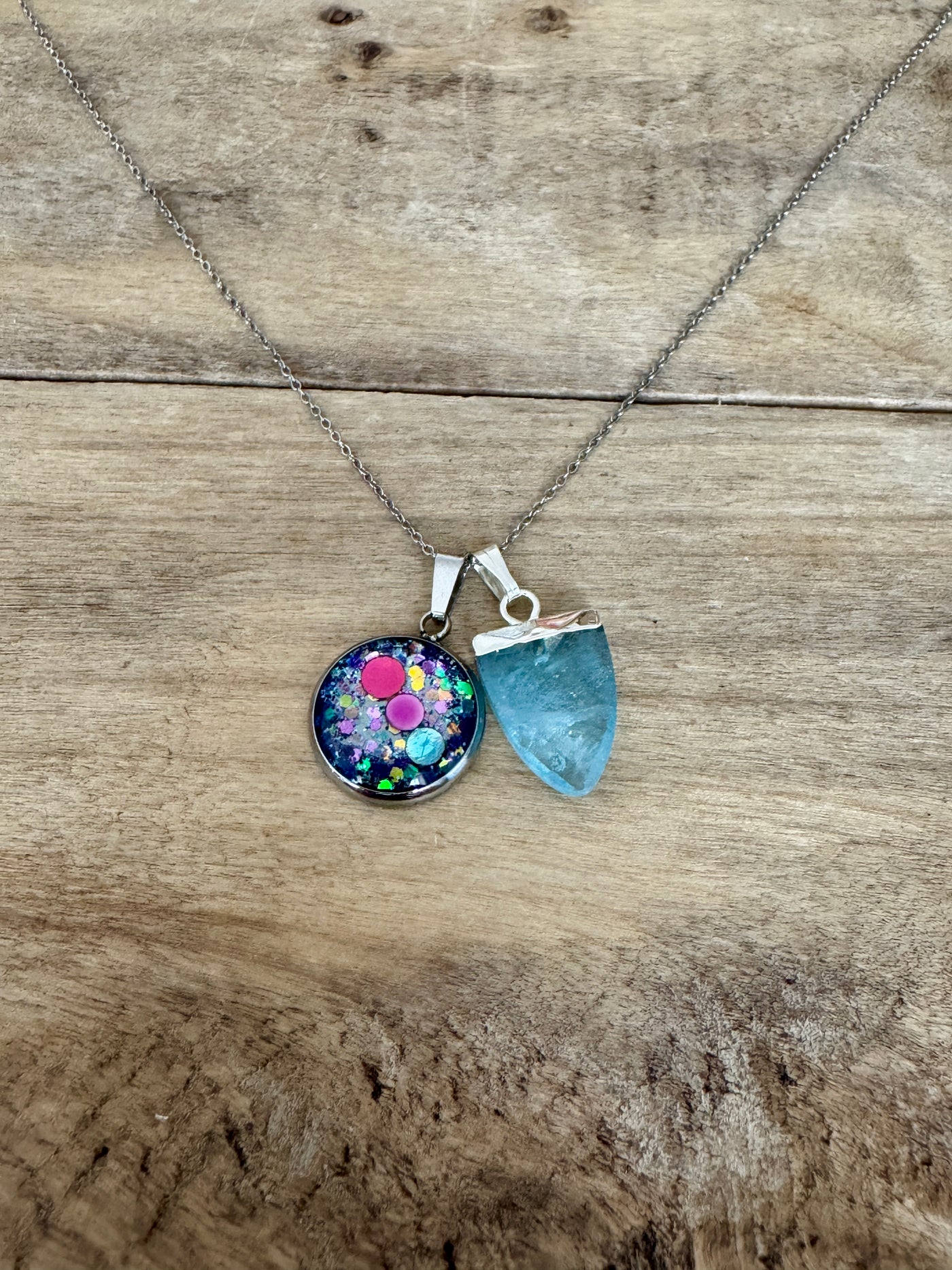 Collier simple argenté AIGUE MARINE Kilos émotionnels