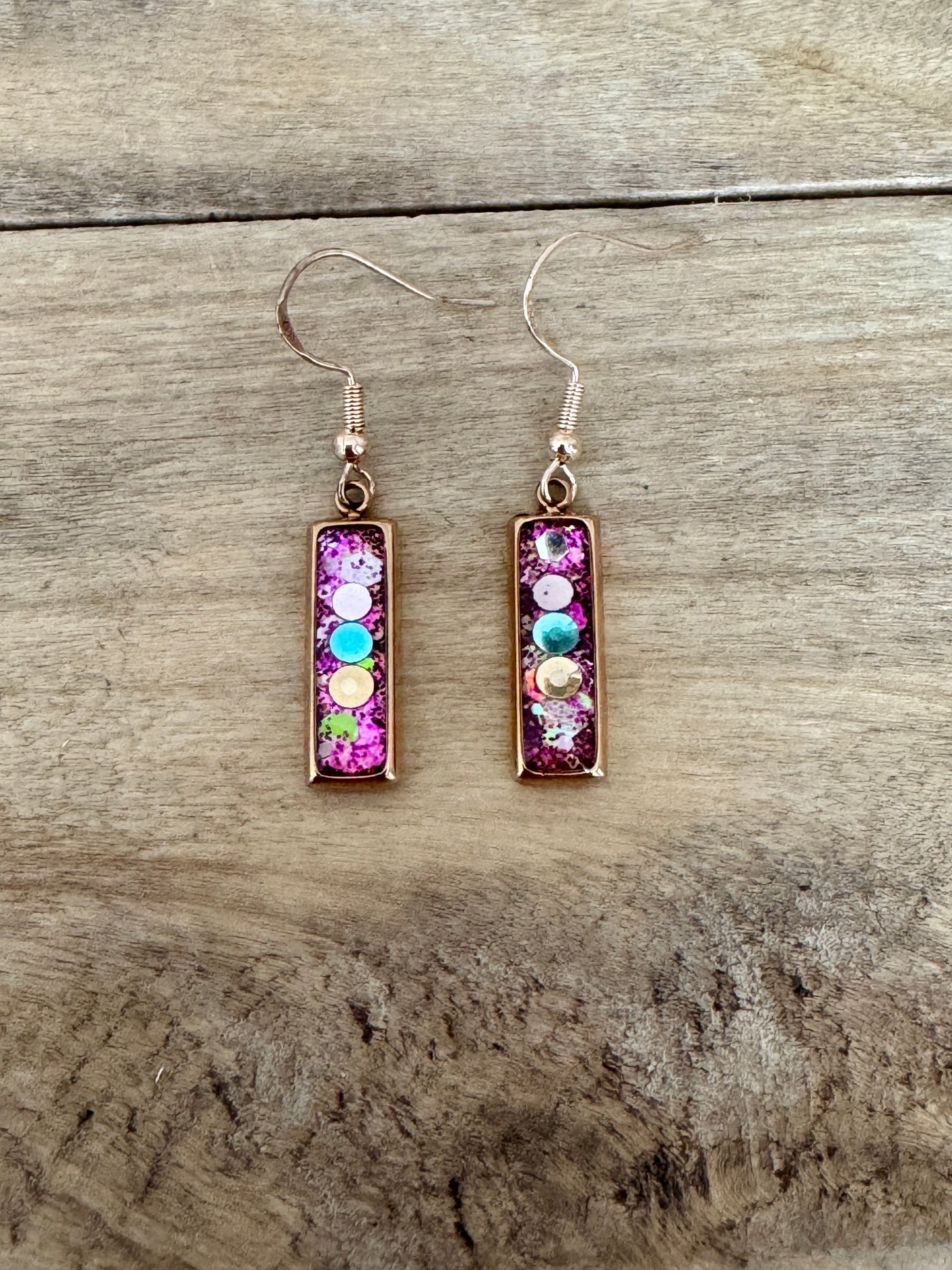 Boucles d'oreilles or rose RECTANGLE Kilos émotionnels