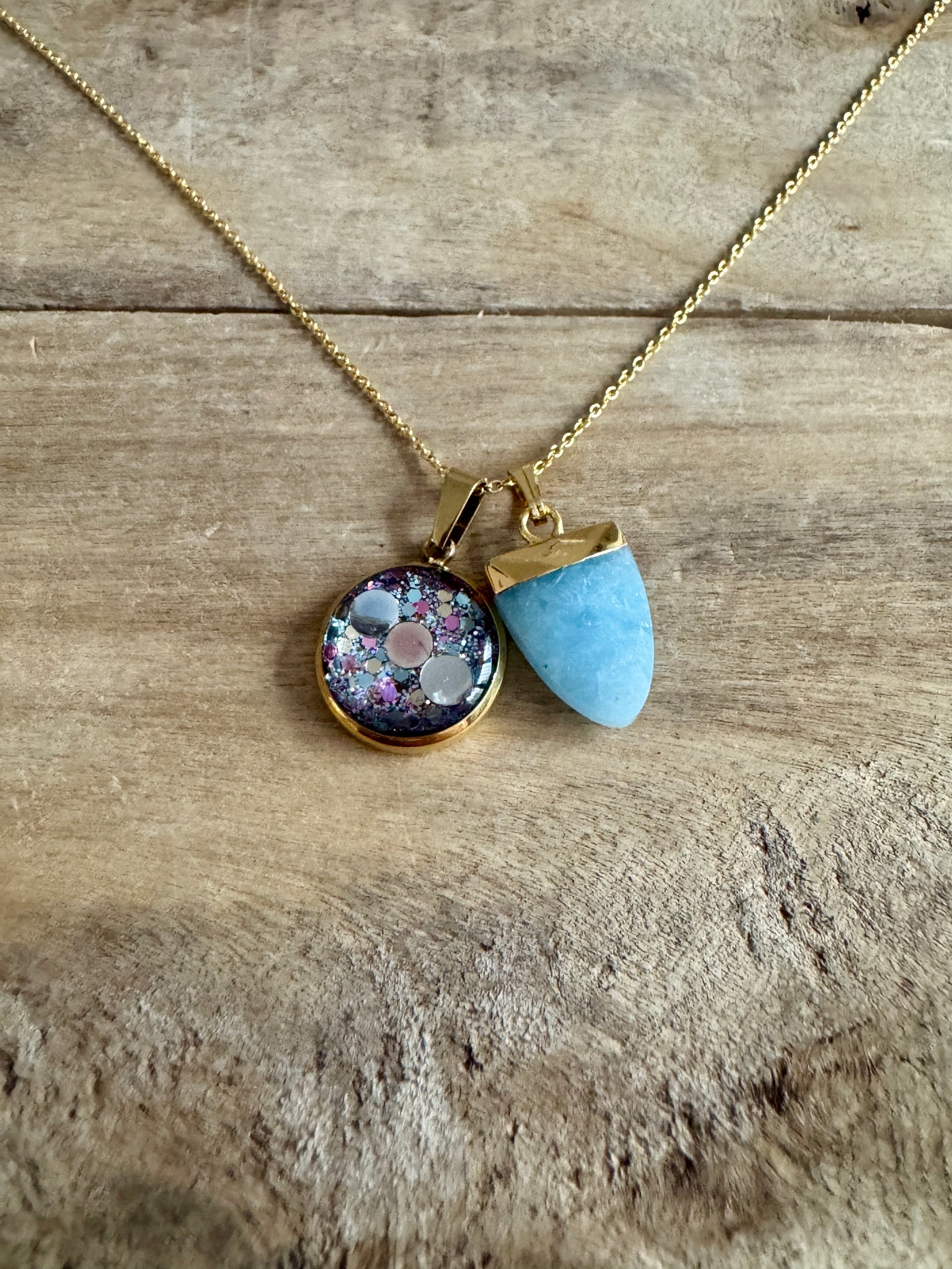 Collier simple doré AIGUE MARINE Post-partum