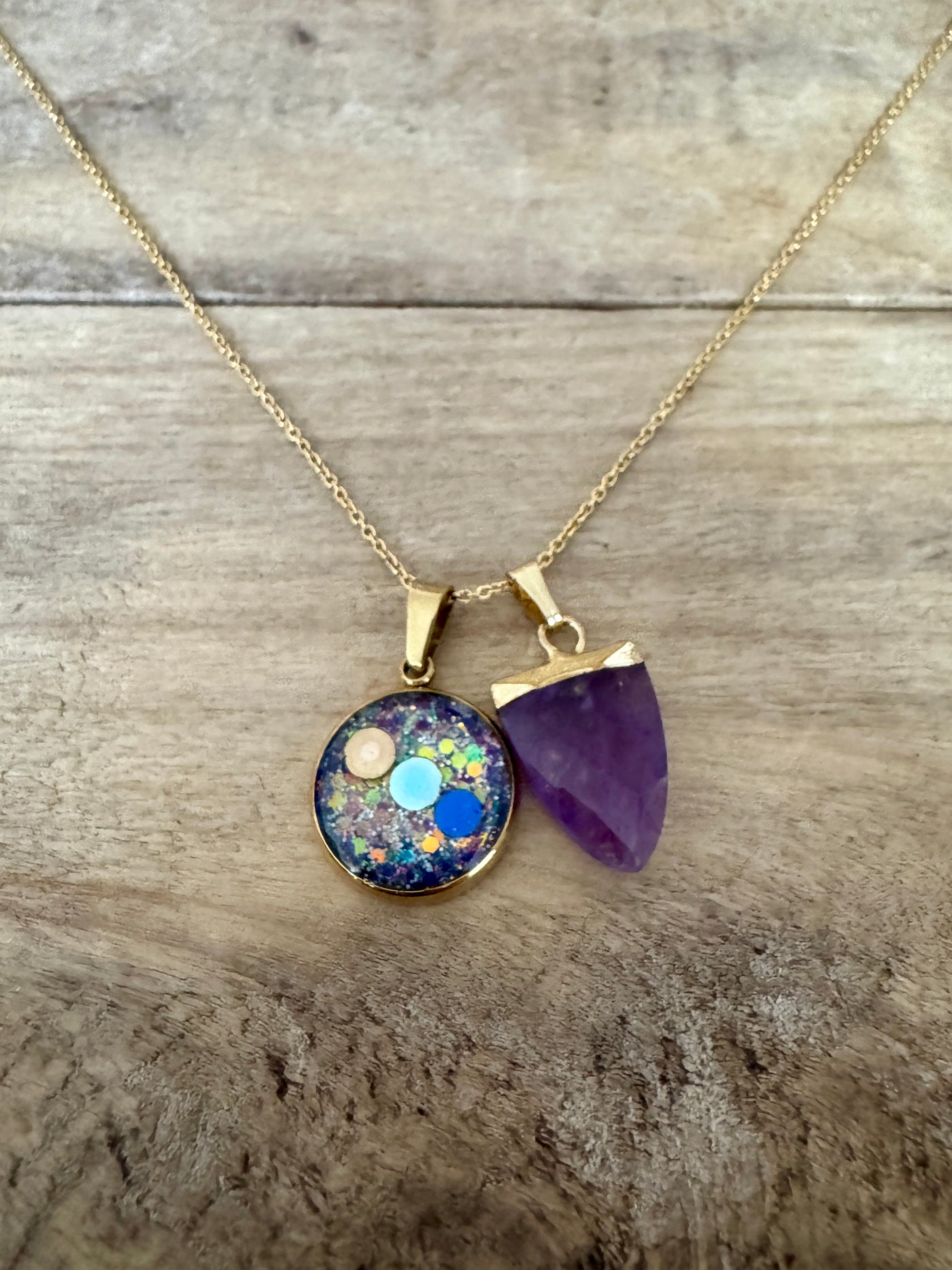 Collier simple doré AMETHYSTE Deuil