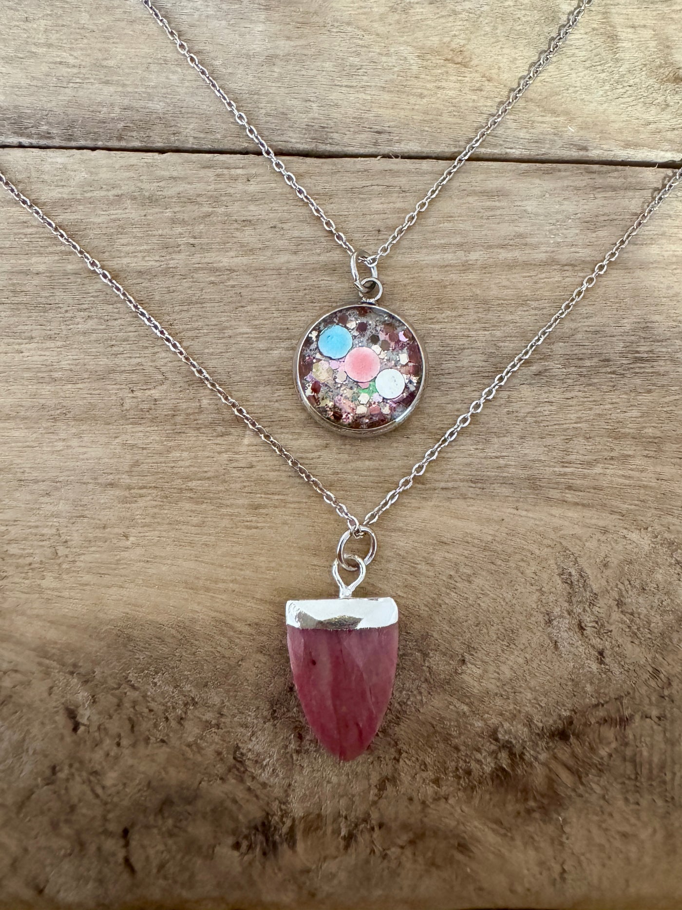 Collier double argenté JASPE ROUGE Canalisation et intuition