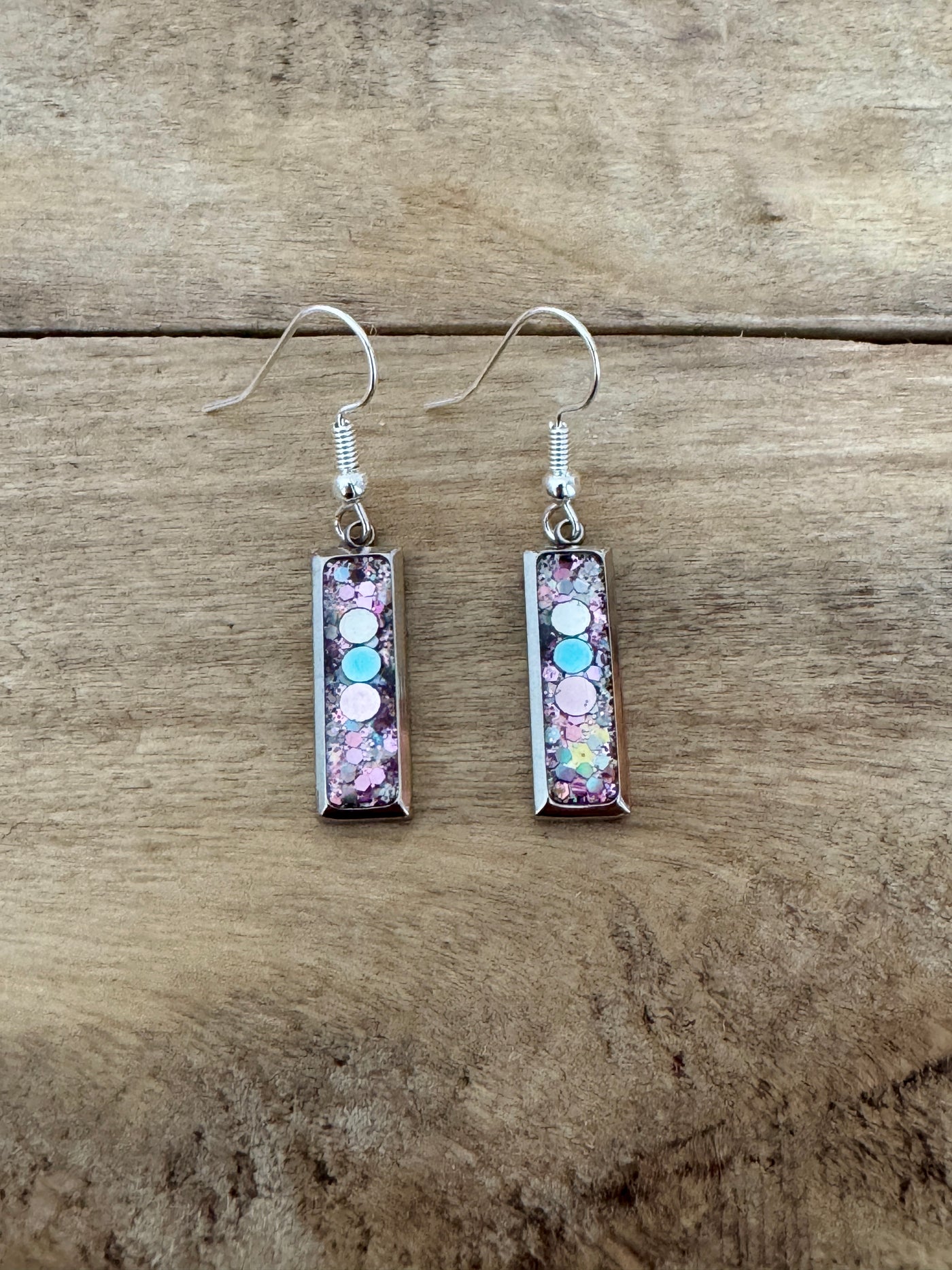 Boucles d'oreilles argentées RECTANGLE Nuit noire de l'âme