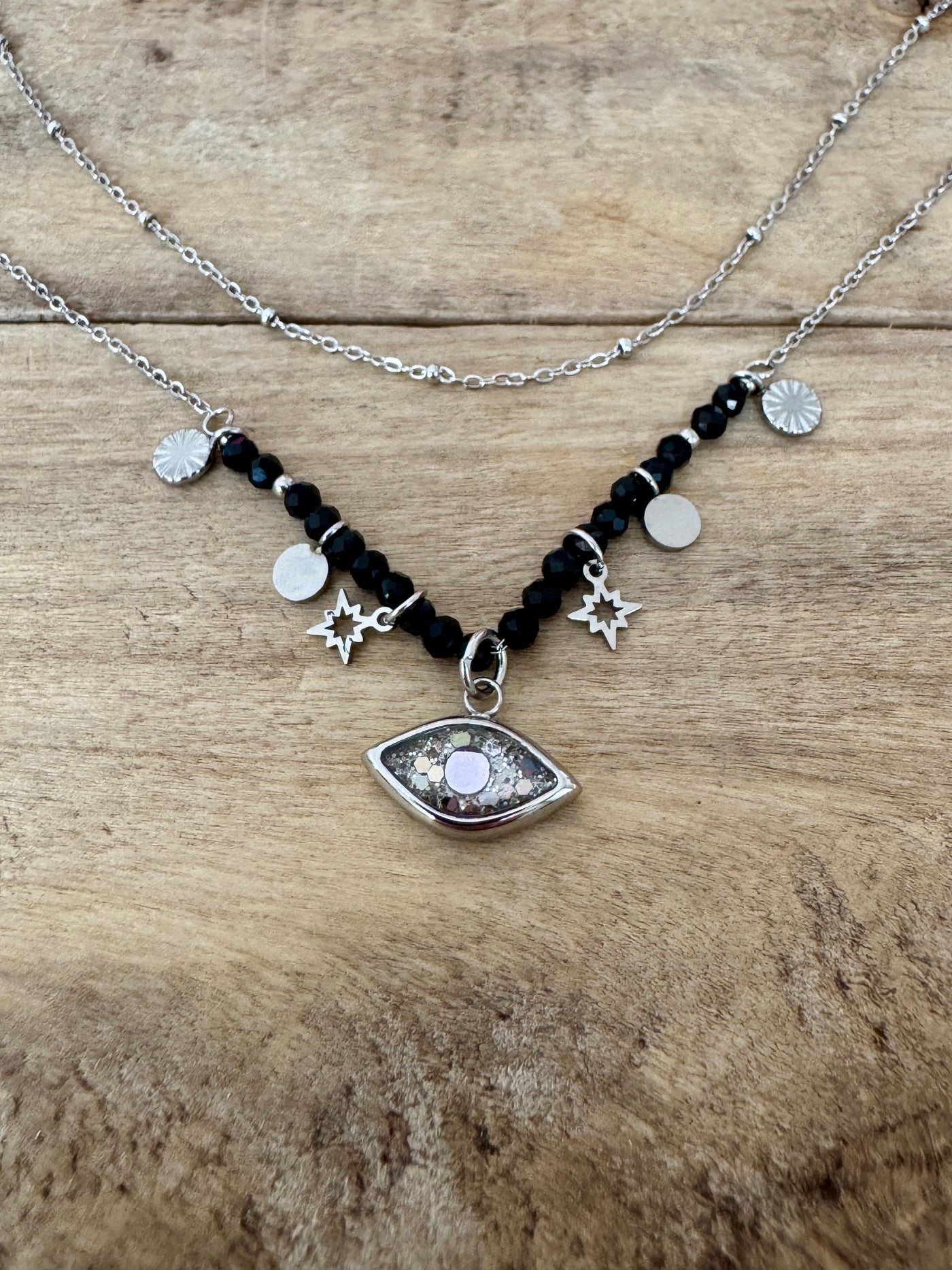 Collier argenté TAYLOR Onyx Abondance