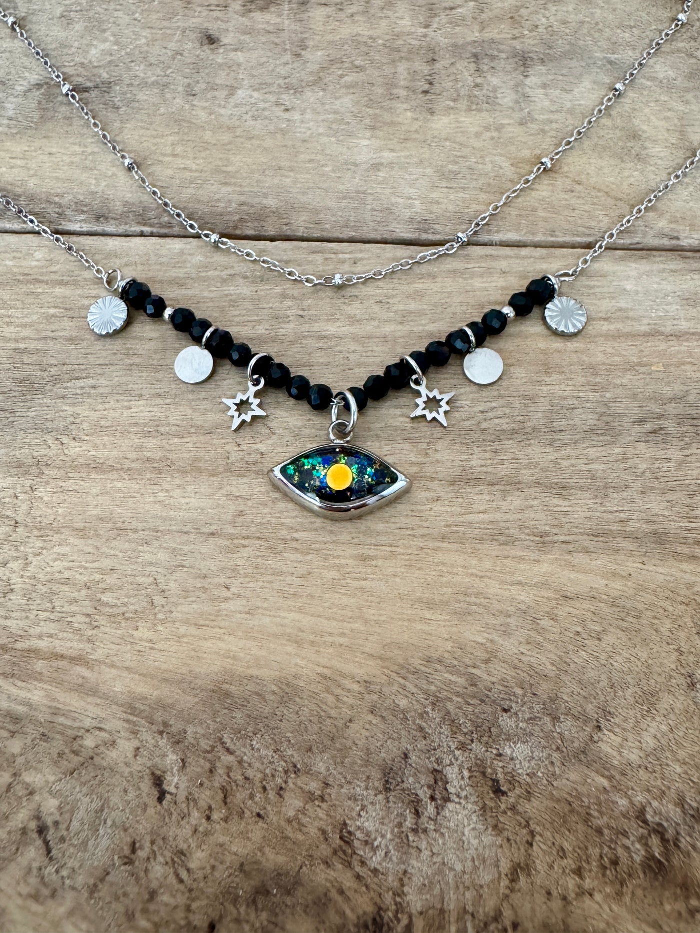 Collier argenté TAYLOR Onyx Enfant intérieur