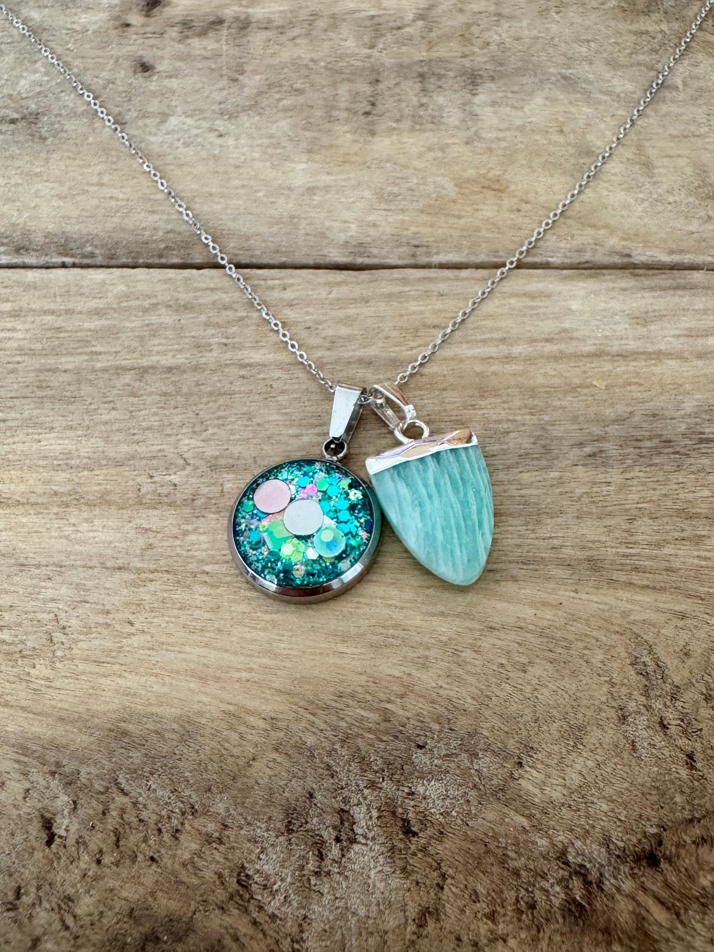 Collier simple argenté AMAZONITE Lignée familiale