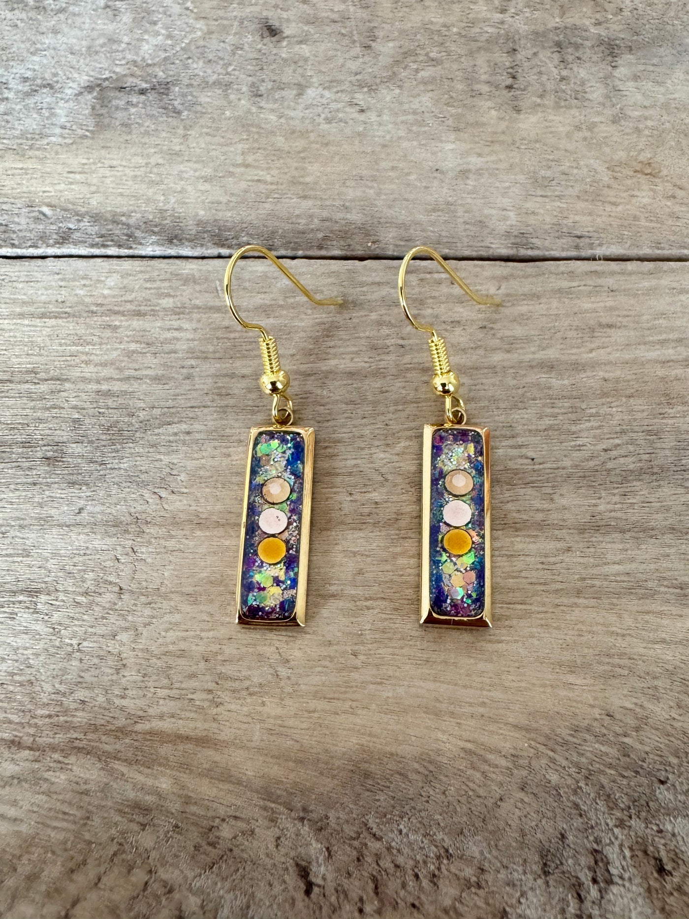 Boucles d'oreilles dorées RECTANGLE Kilos émotionnels