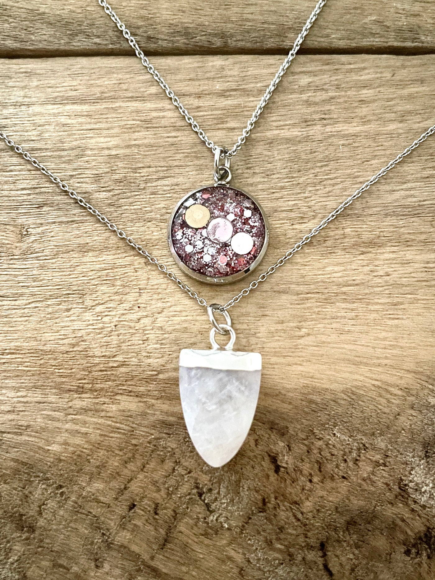 Collier double argenté PIERRE DE LUNE Apaisement des émotions