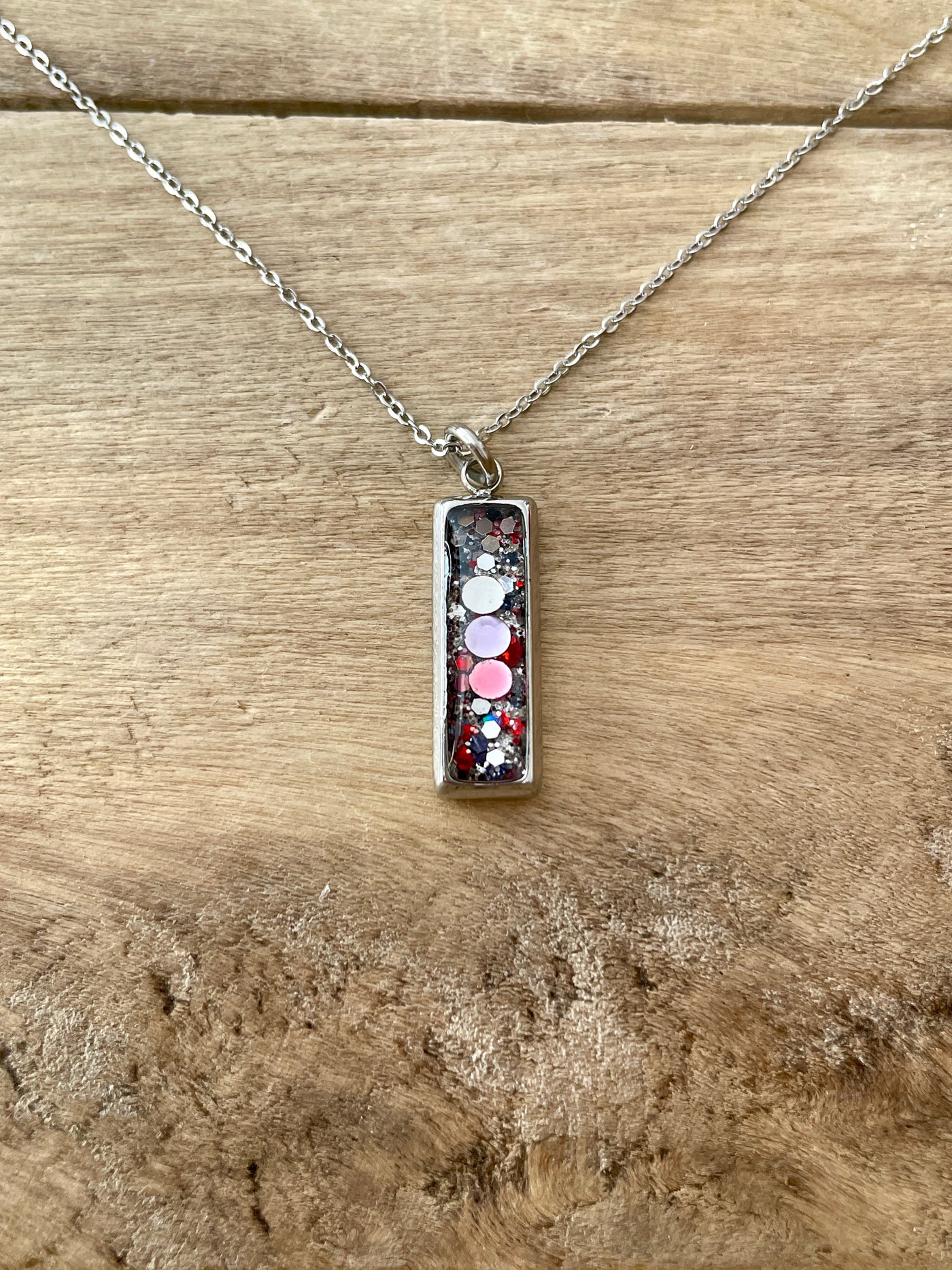 Simple silver RECTANGLE Throat Chakra necklace