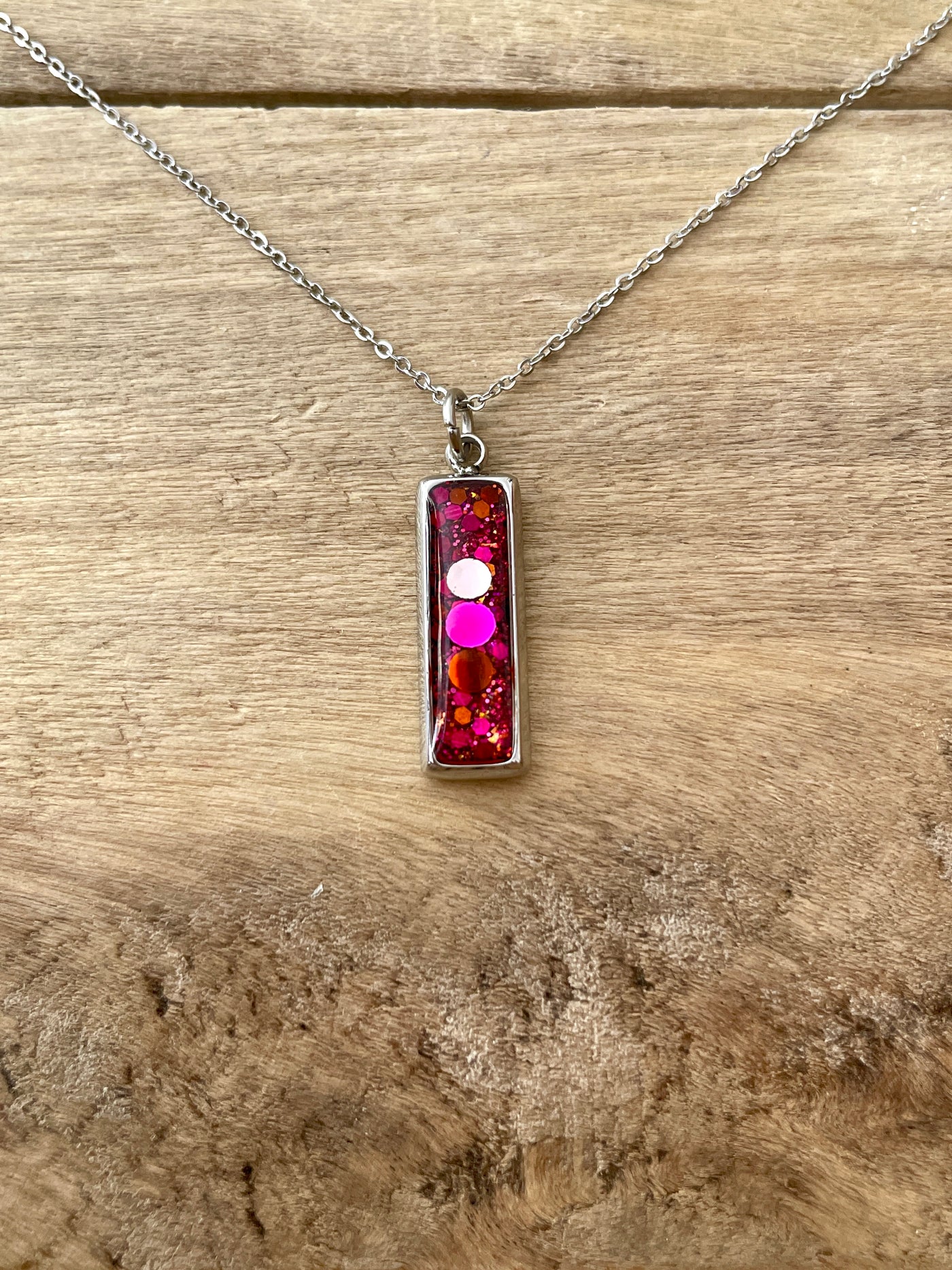 Simple silver RECTANGLE Throat Chakra necklace