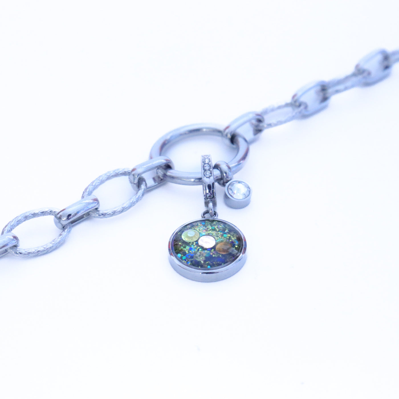 Charm Cristal argenté Blessure d'Abandon (vendu sans bracelet)