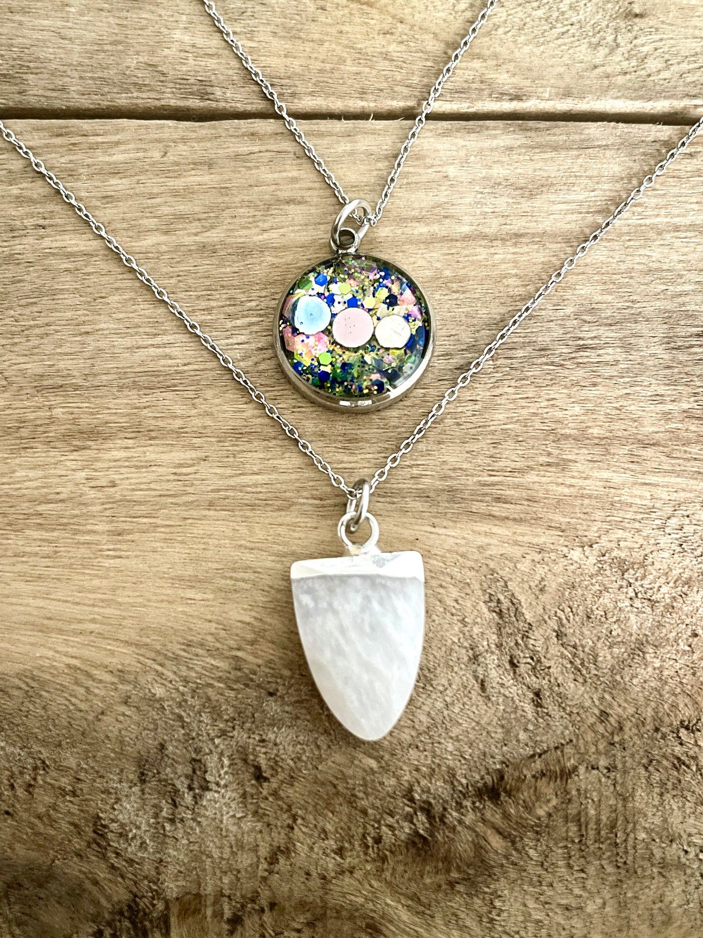 Double silver Moonstone necklace Anxieties and fears