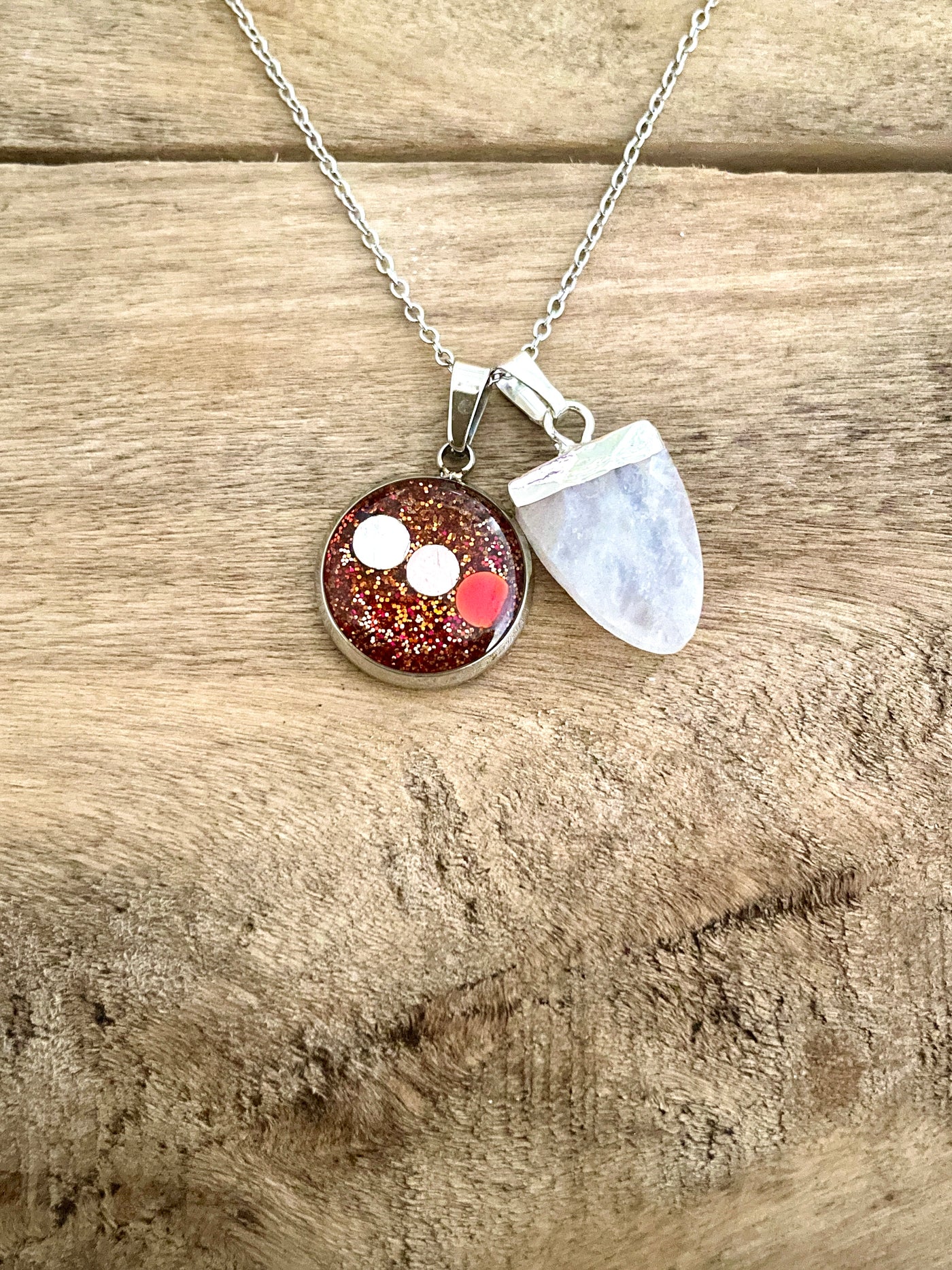 Simple silver Moonstone necklace Reharmonization of the 7 chakras