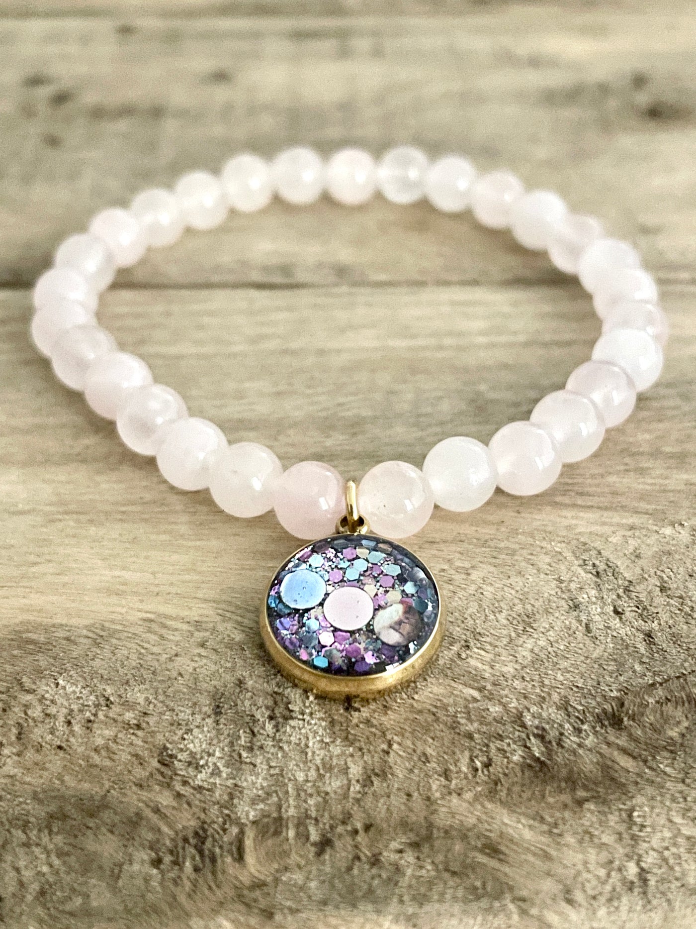 Bracelet doré perles QUARTZ ROSE Procréation