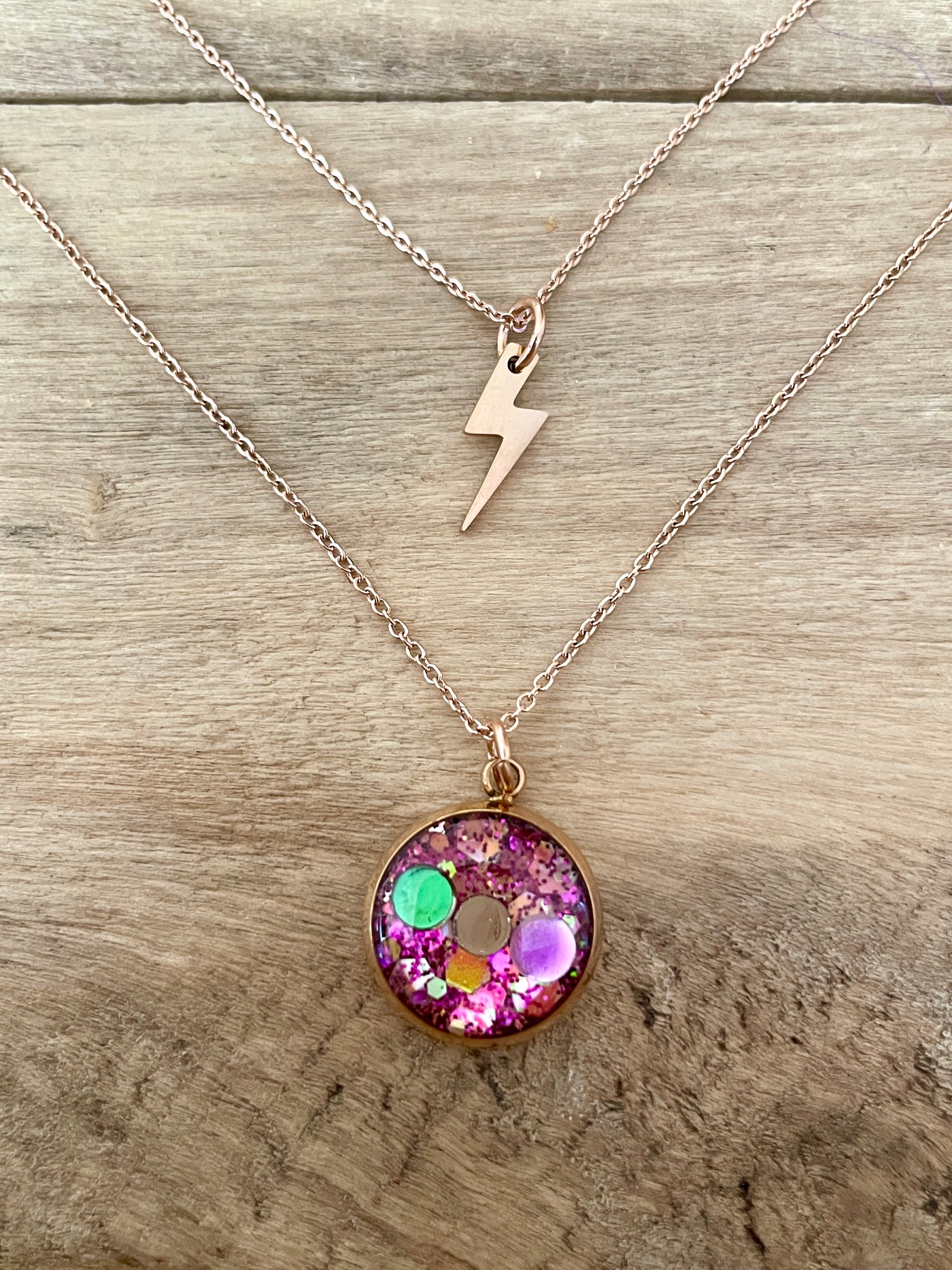 Consciousness double rose gold necklace