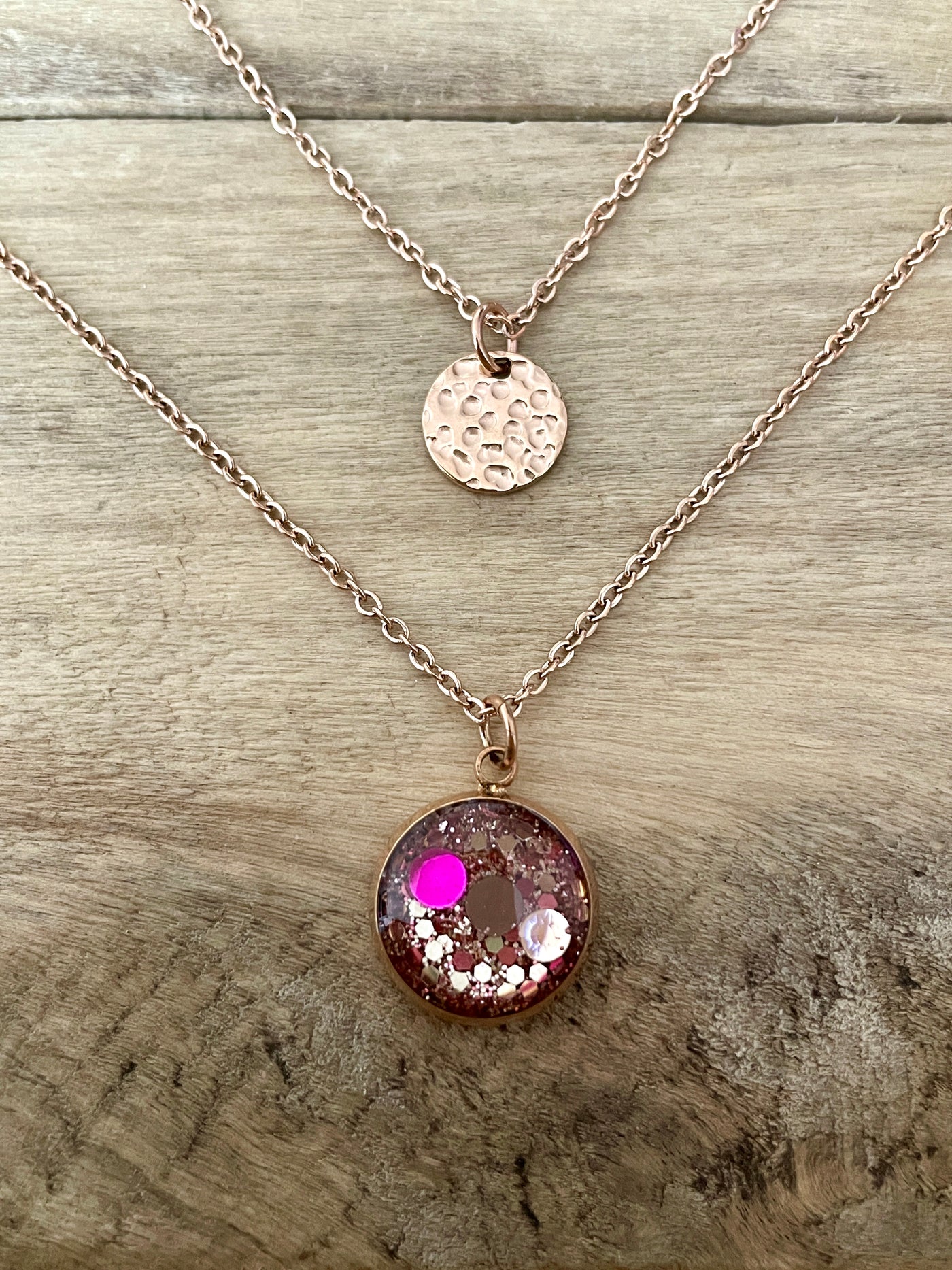 Consciousness double rose gold necklace