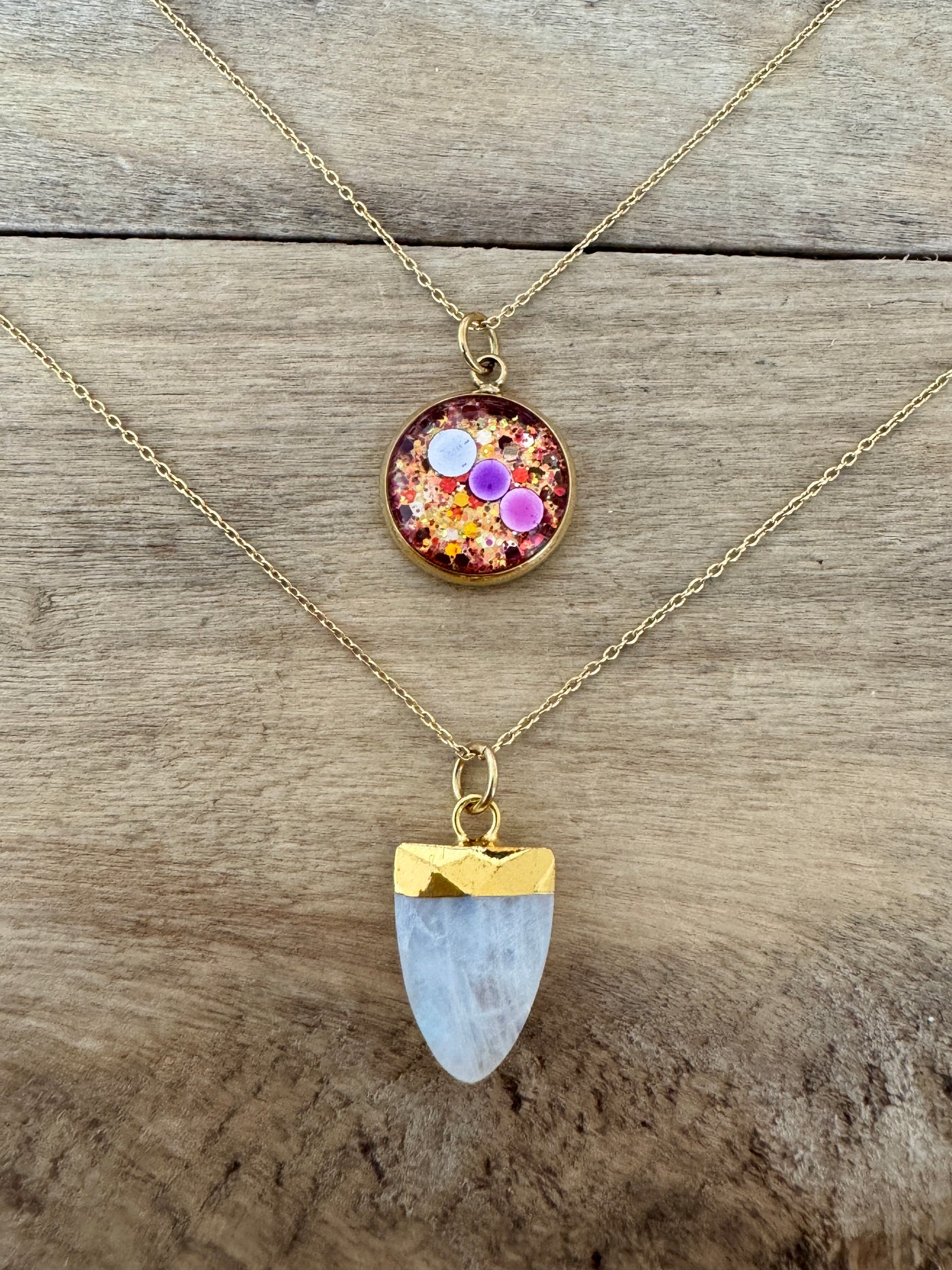 Collier double doré PIERRE DE LUNE Canalisation & Intuitions