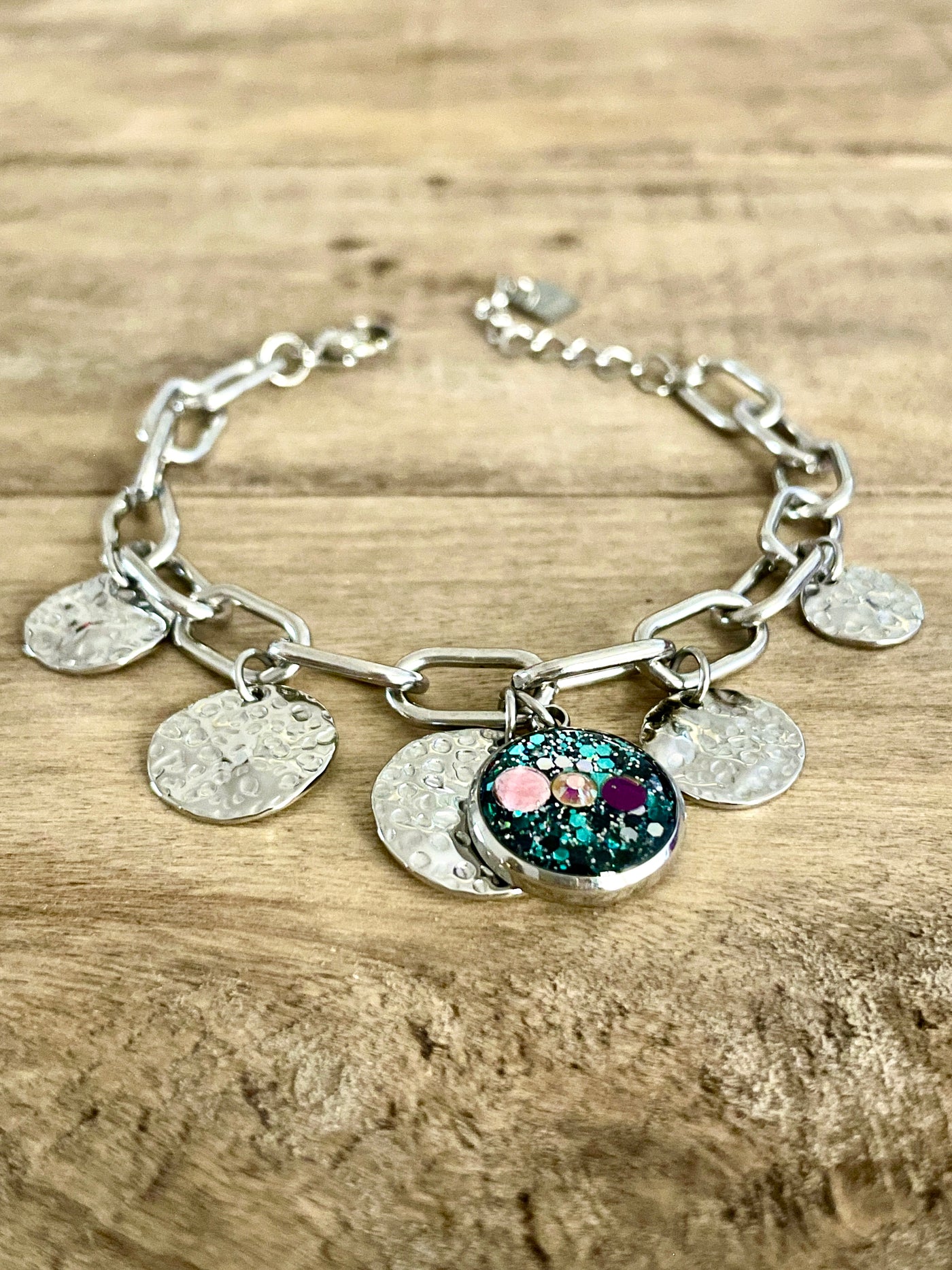 Bracelet argenté ESMERALDA Chakra coeur