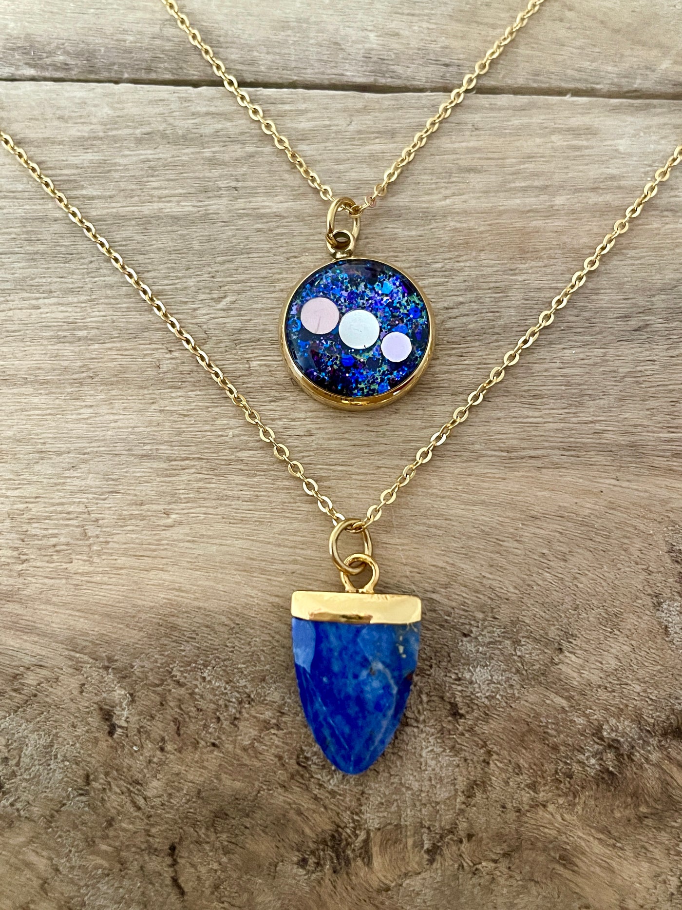 Double silver necklace LAPIS LAZULI Wound of the soul: Injustice