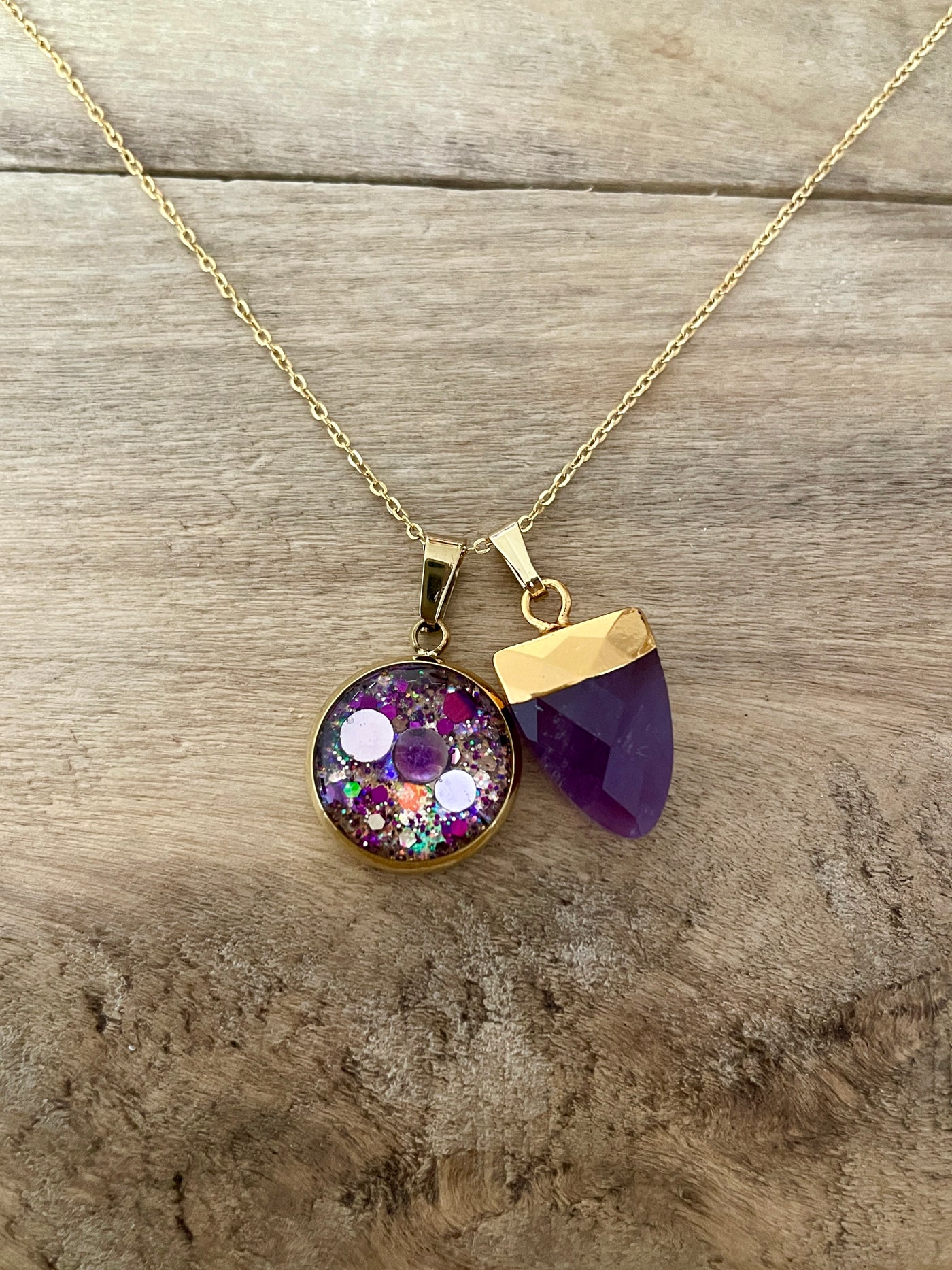 Collier simple doré AMETHYSTE Choc émotionnel