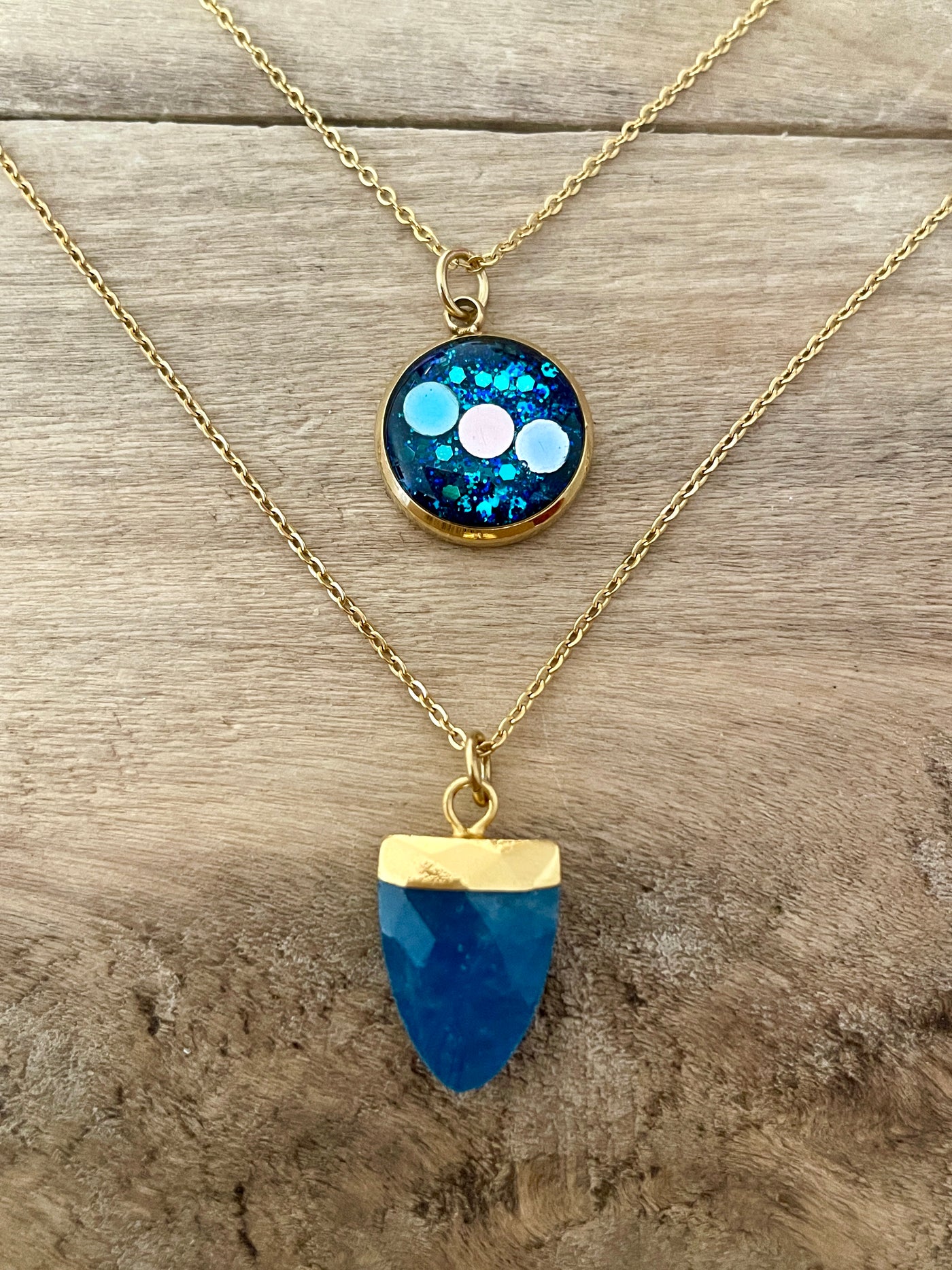 Double silver necklace LAPIS LAZULI Wound of the soul: Injustice