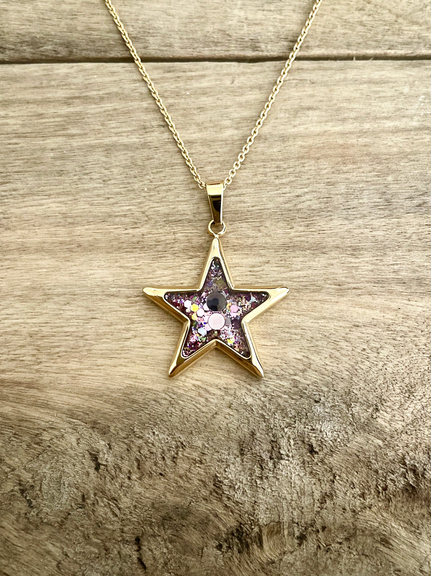 Star Chakra throat child gold necklace