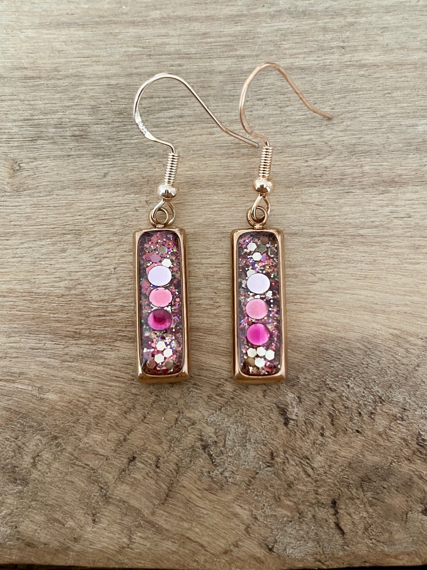 Boucles d'oreilles or rose RECTANGLE Evolve