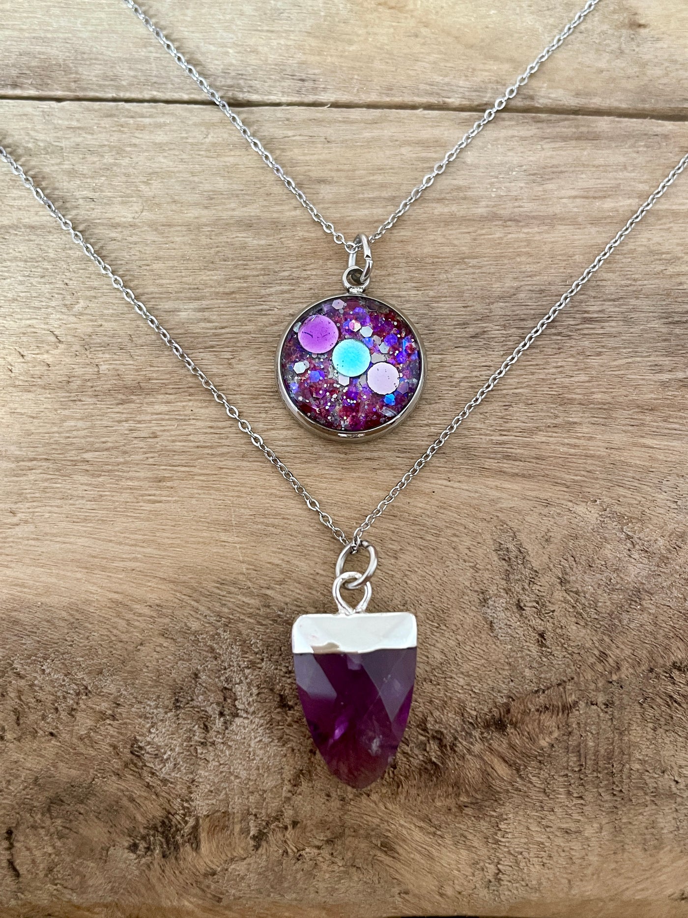 Collier argenté double AMETHYSTE Je mérite