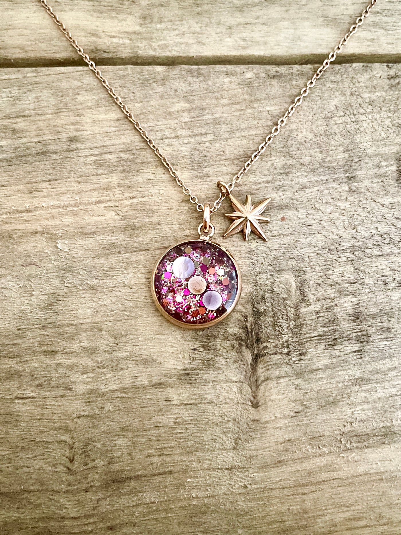 Simple rose gold necklace Family lineage