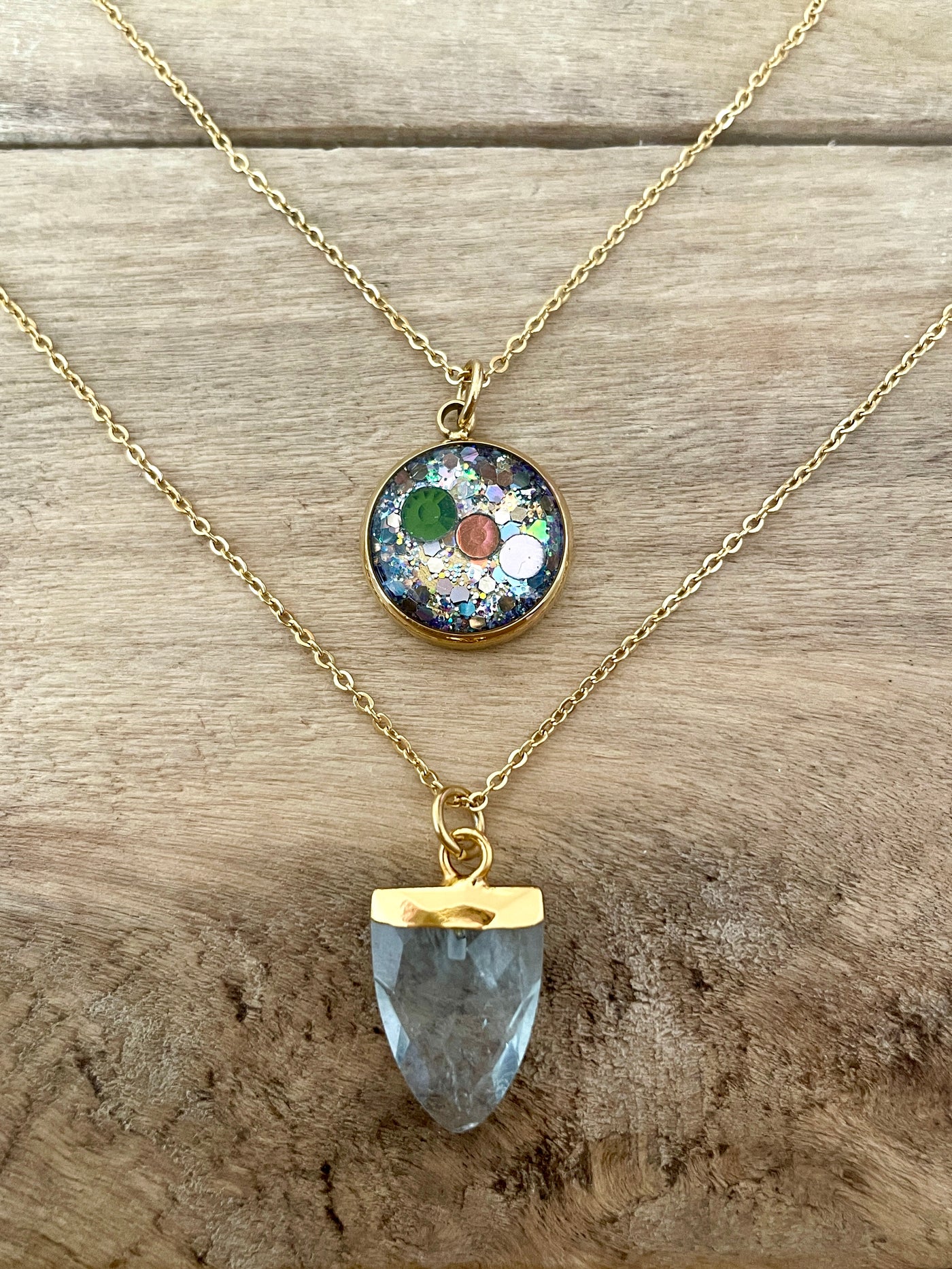 Double golden LABRADORITE Reminiscence necklace