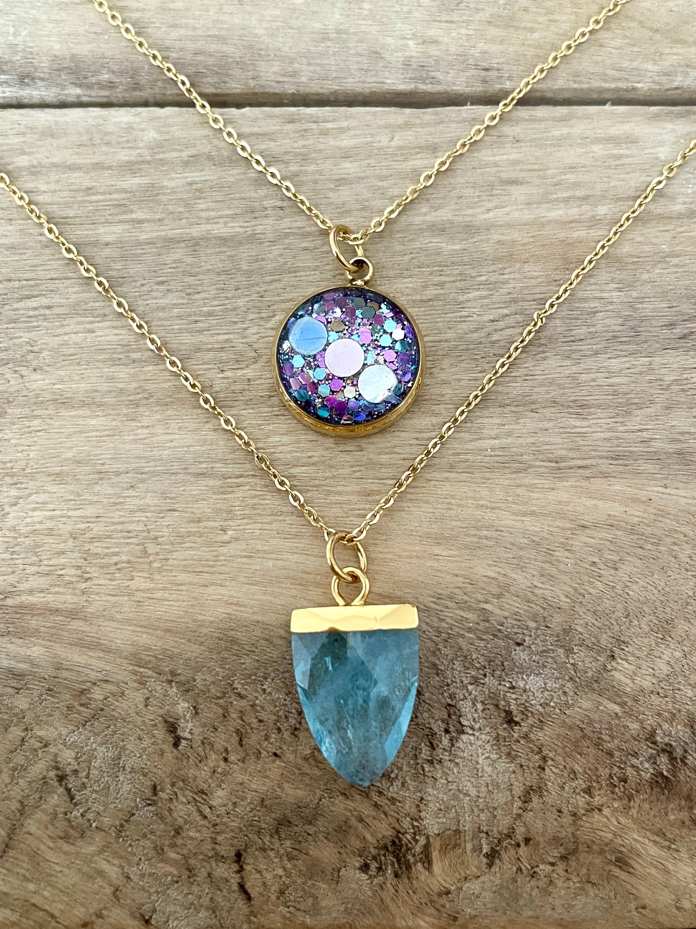 Double golden LABRADORITE Reminiscence necklace