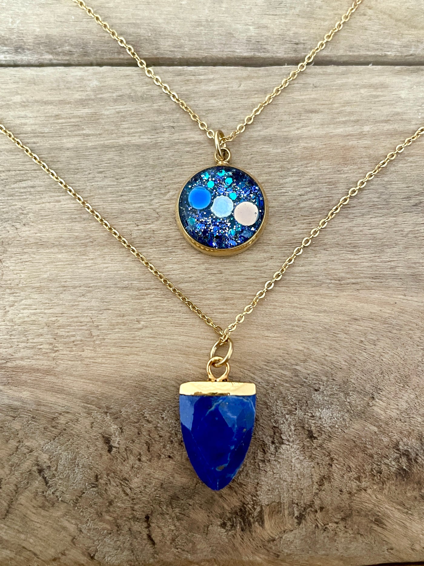 Double silver necklace LAPIS LAZULI Wound of the soul: Injustice