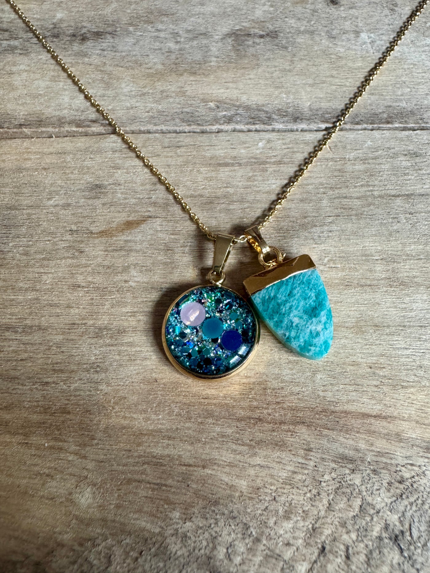 Collier simple doré AMAZONITE Résilience