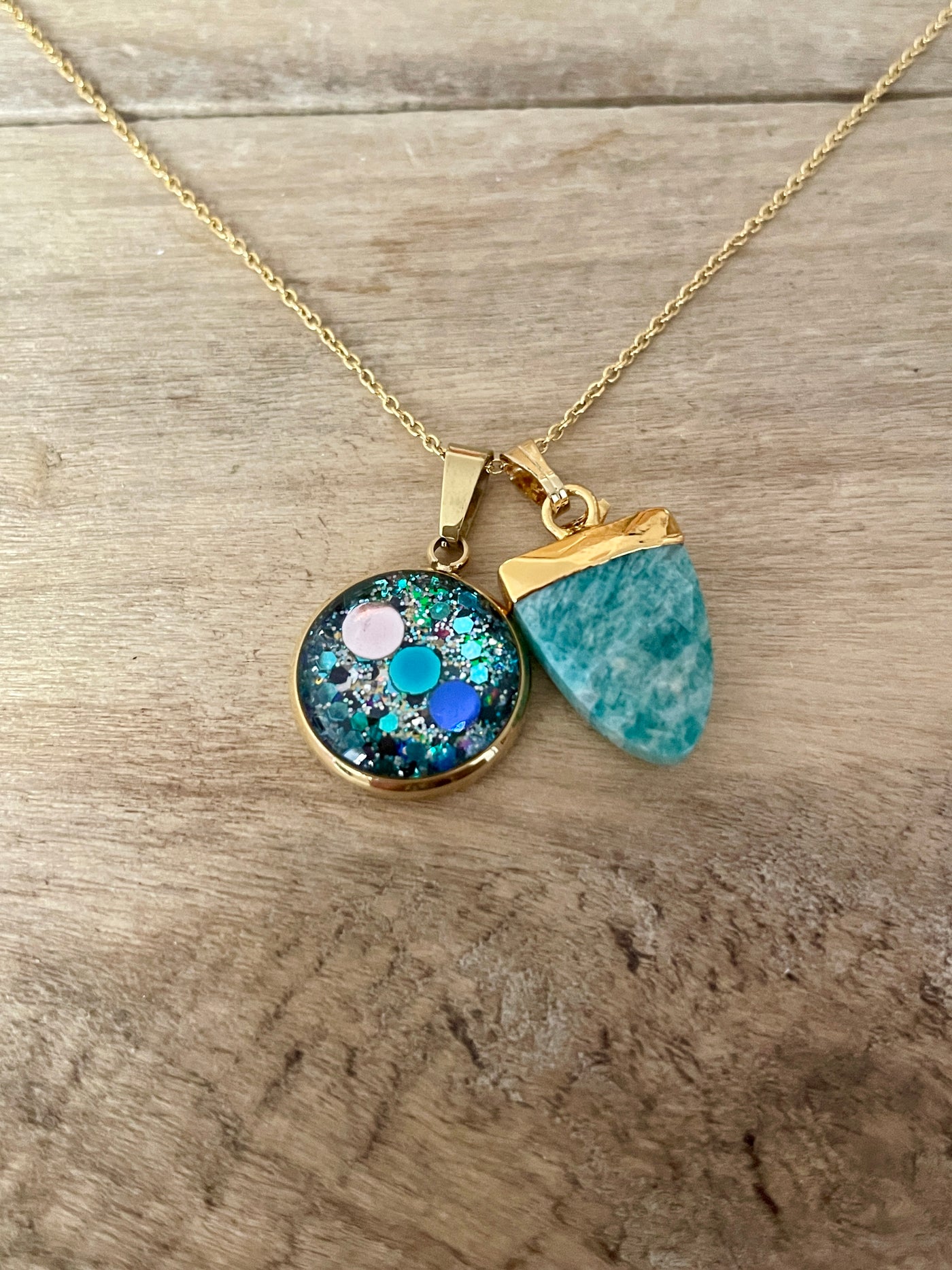 Collier simple doré AMAZONITE Résilience