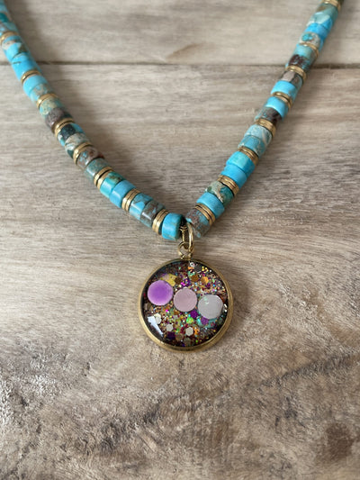 Golden BALI Turquoise Chakra Heart Necklace