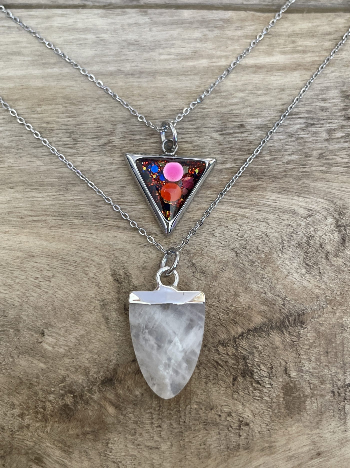Double silver moonstone necklace Sacred Chakra