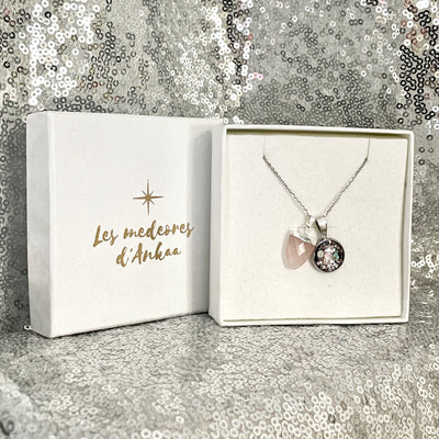 Collier argenté Signature L'Ankaa QUARTZ ROSE Procréation