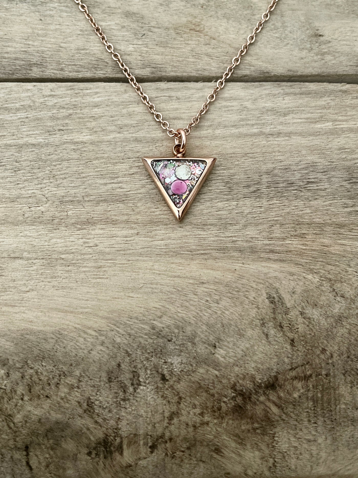 Simple rose gold Triangle necklace Soothing of emotions