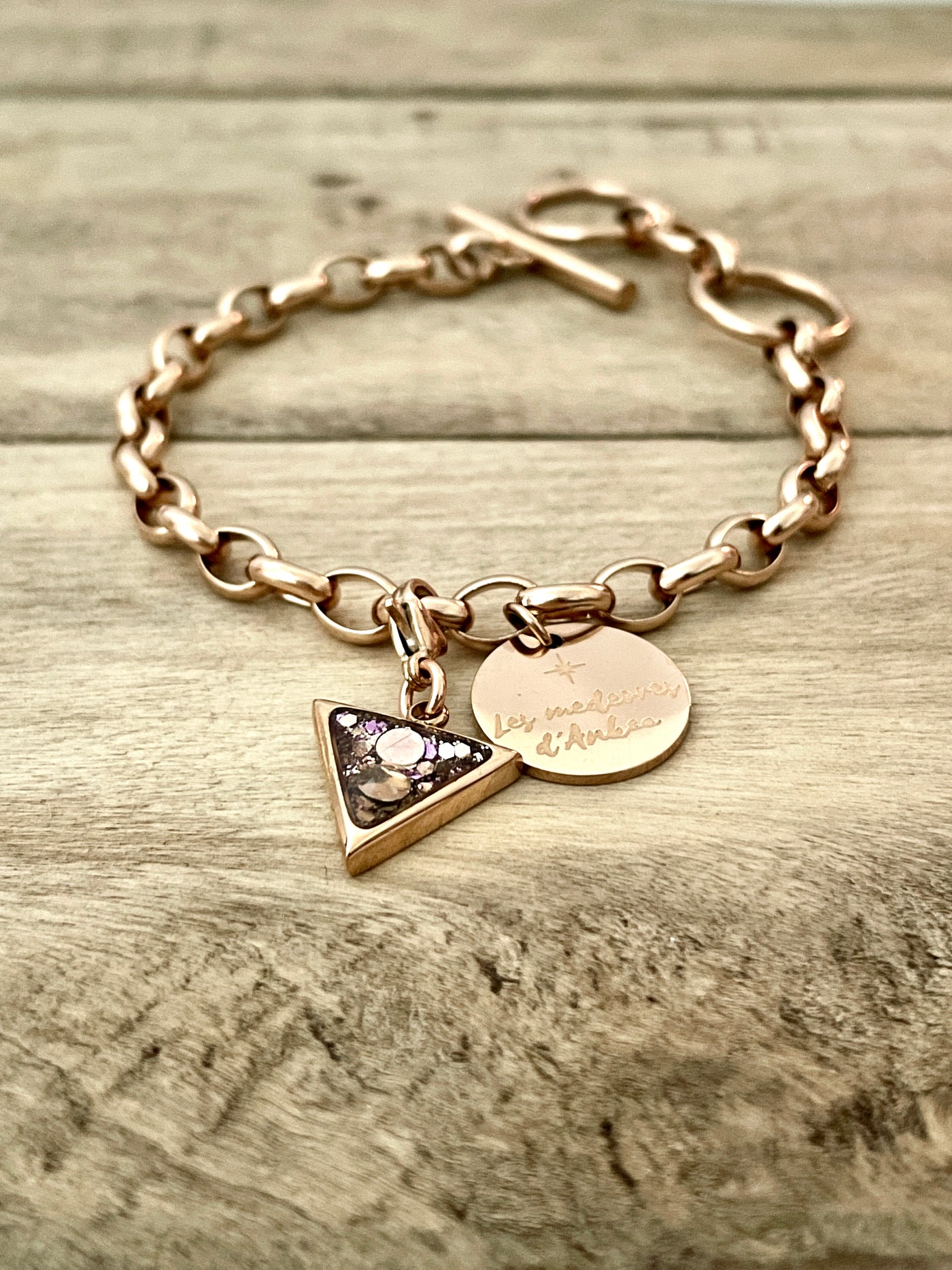 Medeore rose gold Triangle BE YOURSELF charm (charm sold alone)