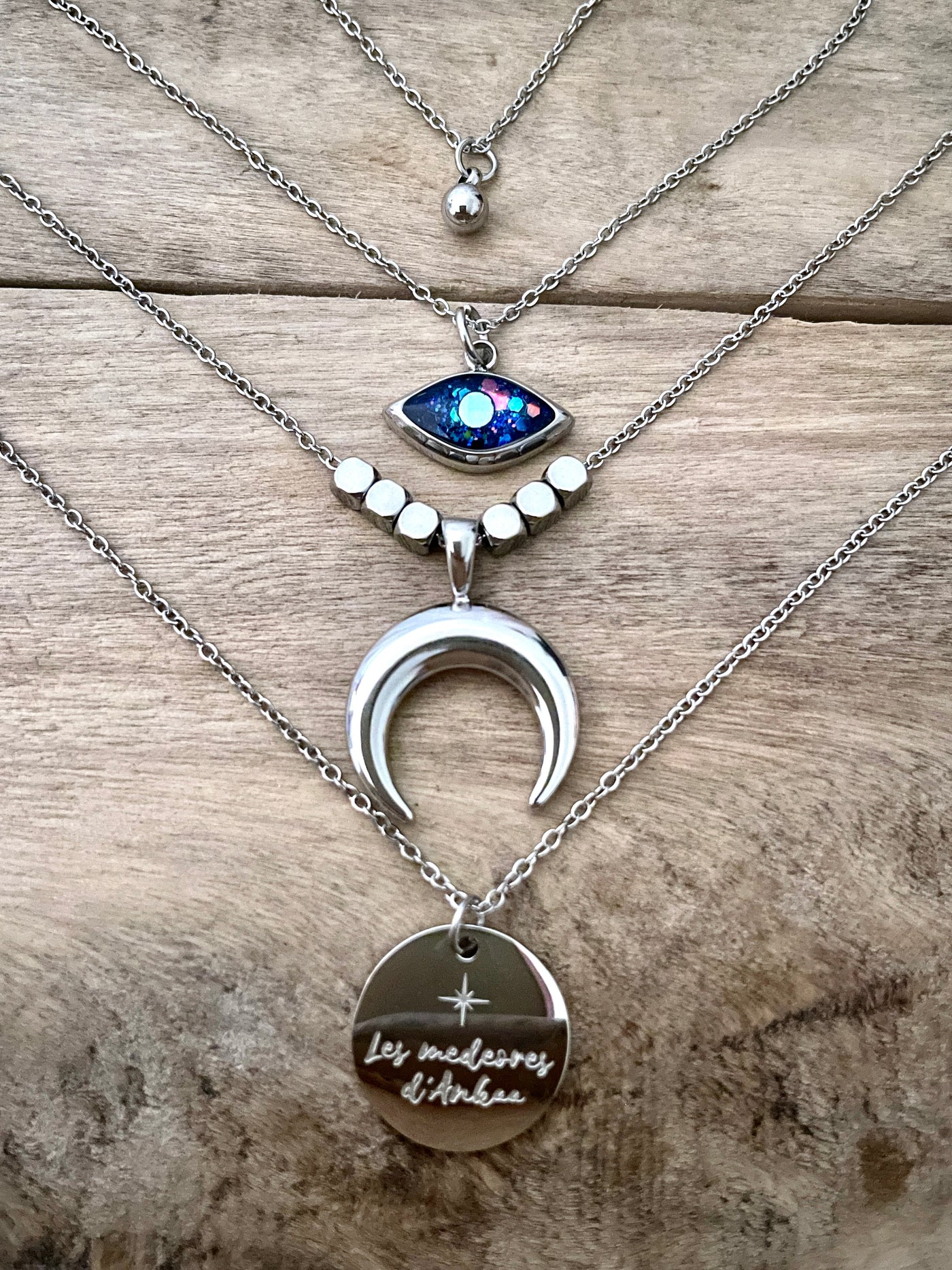 Collier 4 rangs argenté Blessure de l'âme: Abandon