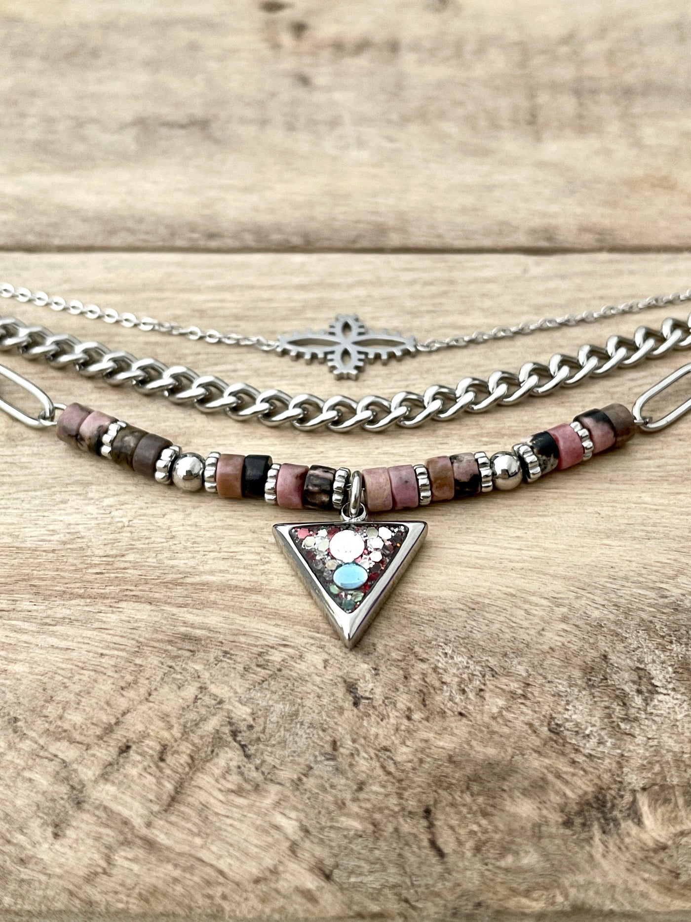 Bracelet argenté Maison Moretti X Les Médéores d'Ankaa Rhodonite Nettoyage du plexus
